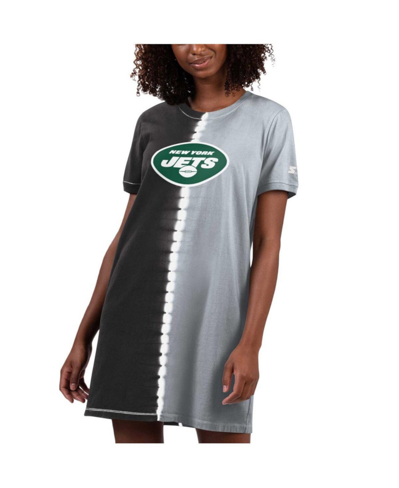 Черное женское платье-футболка New York Jets Ace Tie-Dye Starter