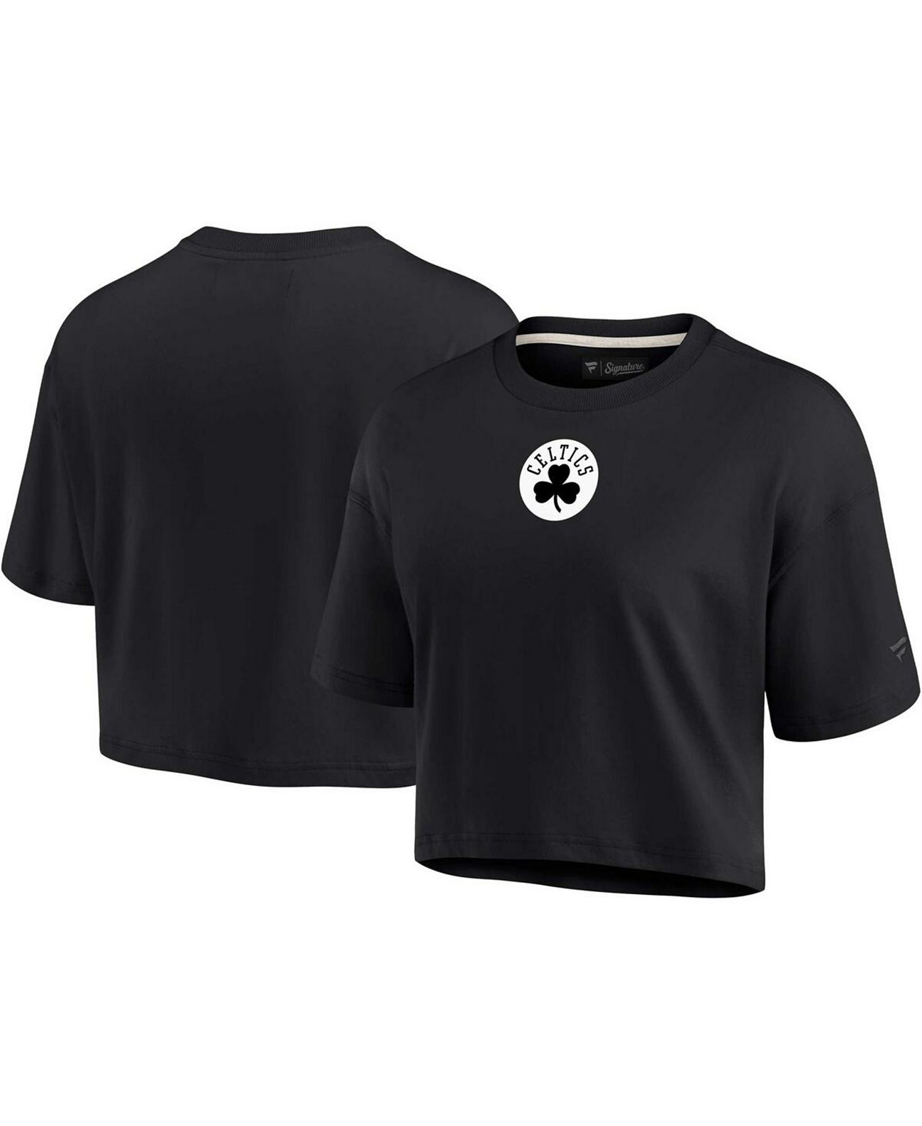 Женская черная укороченная футболка Boston Celtics Super Soft свободного кроя Fanatics Signature