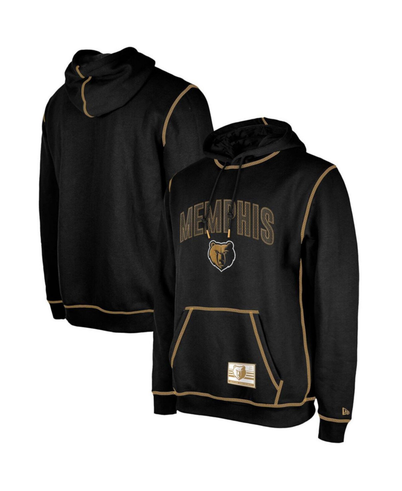 Мужской черный пуловер с капюшоном Memphis Grizzlies 2023/24 City Edition Satin Stitch Elite Pack New Era