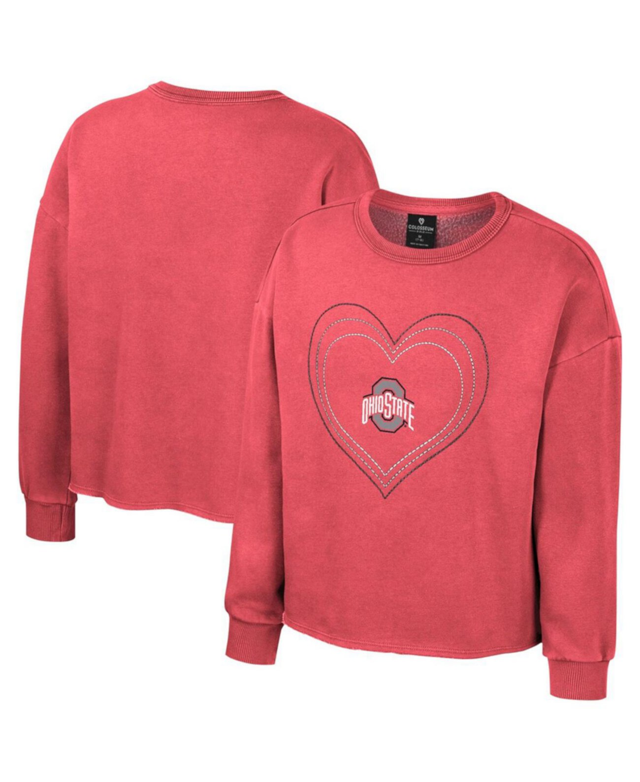 Флисовый пуловер с круглым вырезом для больших девочек Scarlet Ohio State Buckeyes Audrey, толстовка с круглым вырезом Colosseum