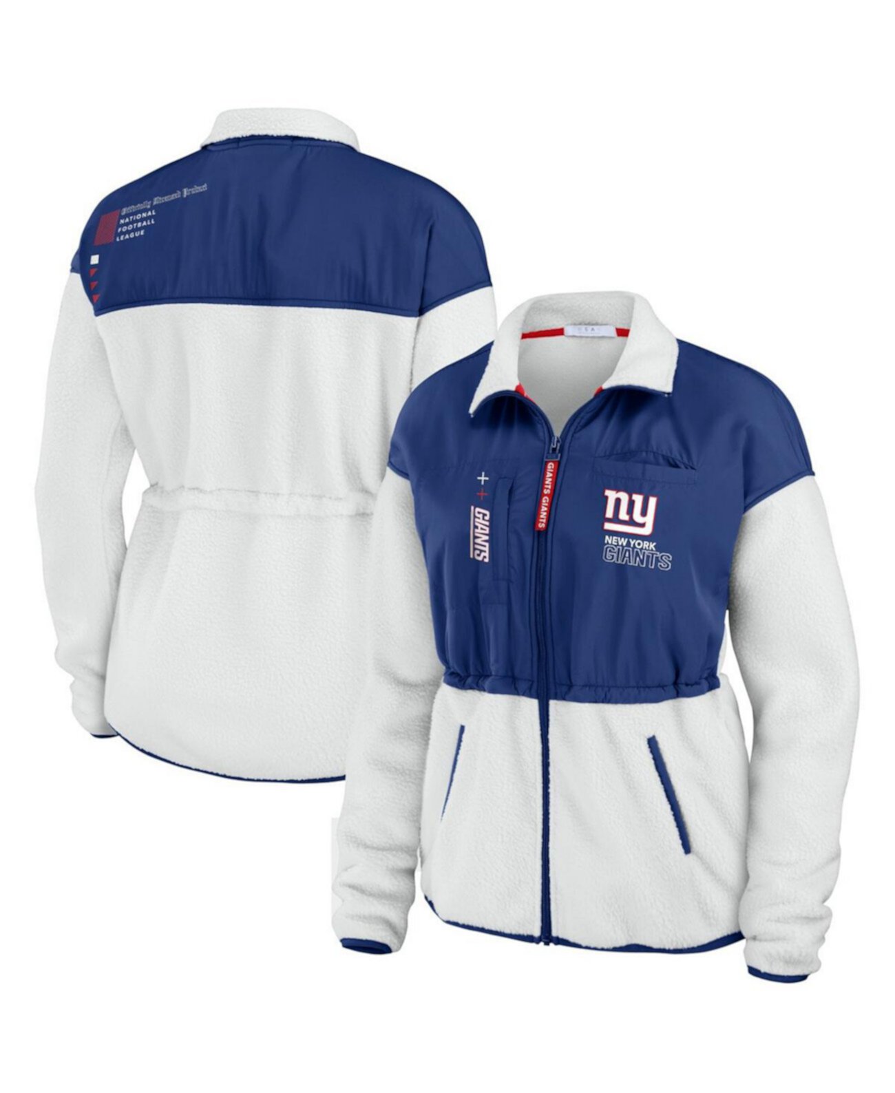 Женская белая флисовая куртка Royal New York Giants с молнией во всю длину и цветными блоками WEAR by Erin Andrews