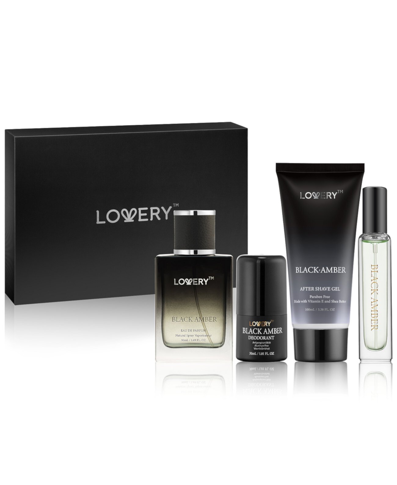 Men's 4-Pc. Black Amber Eau de Parfum Gift Set Lovery
