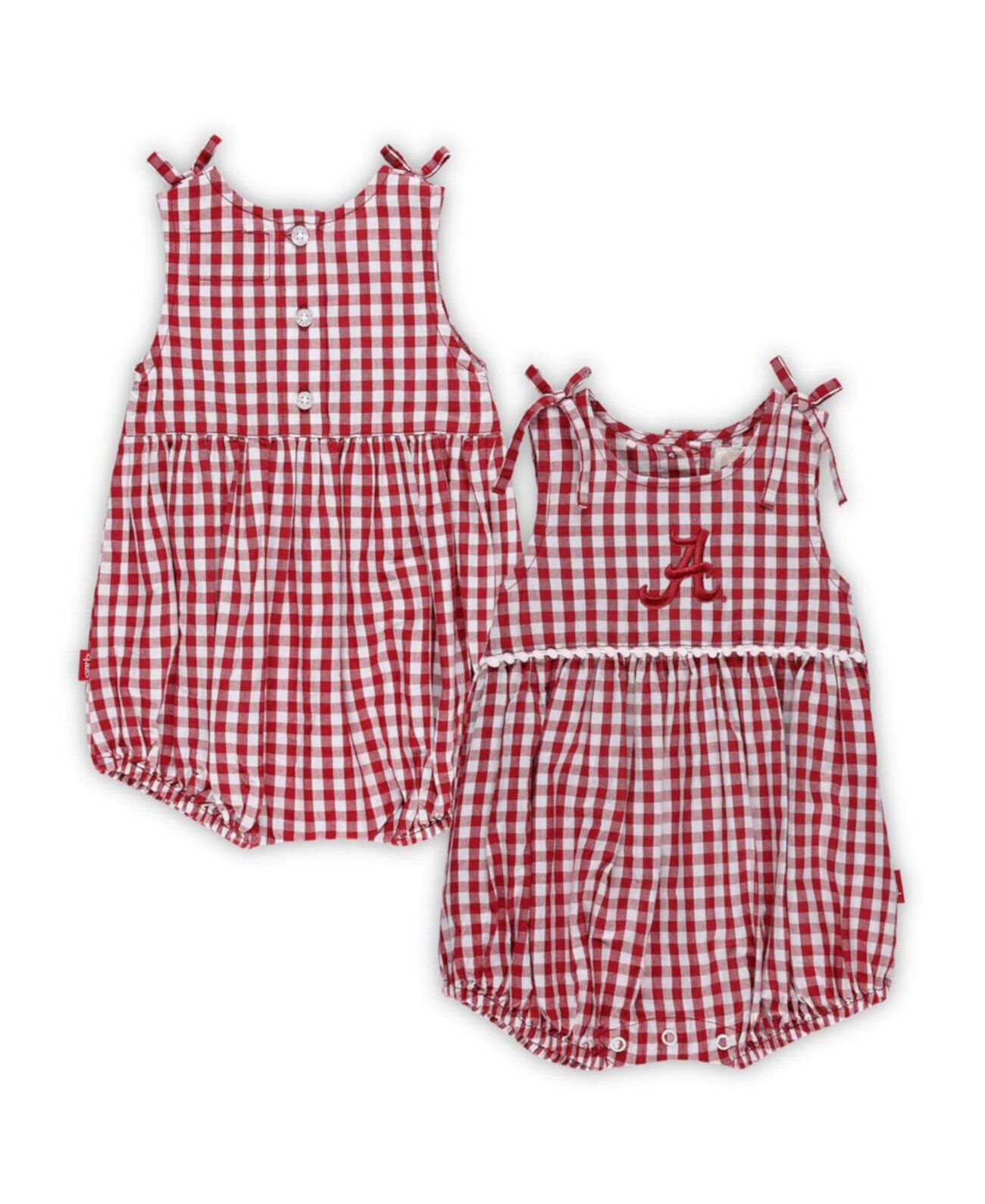 Комбинезон для девочек Infant Crimson, White Alabama Crimson Tide Teagan в клетку с рюшами Garb