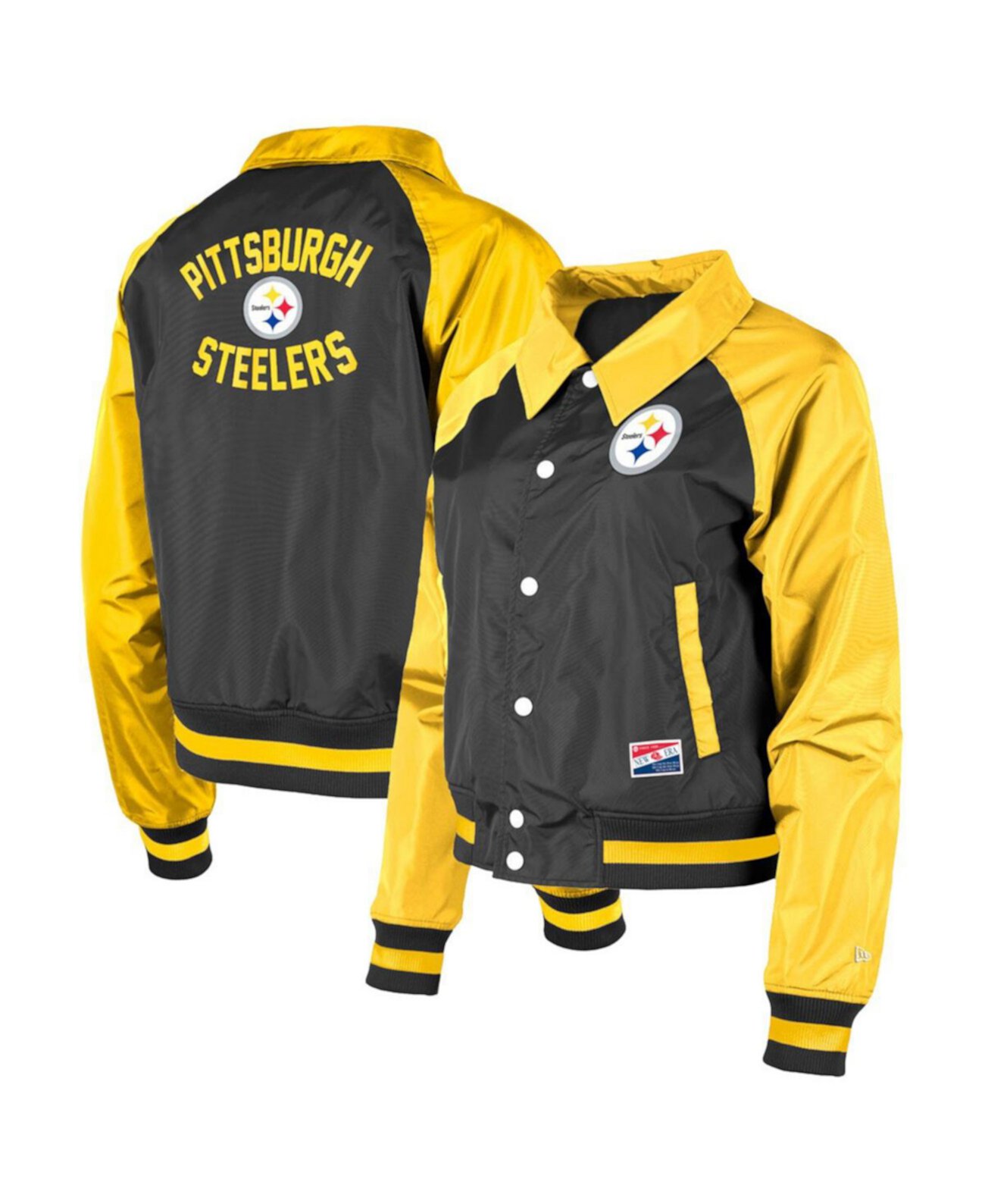 Женская черная куртка на кнопках Pittsburgh Steelers Coaches реглан New Era
