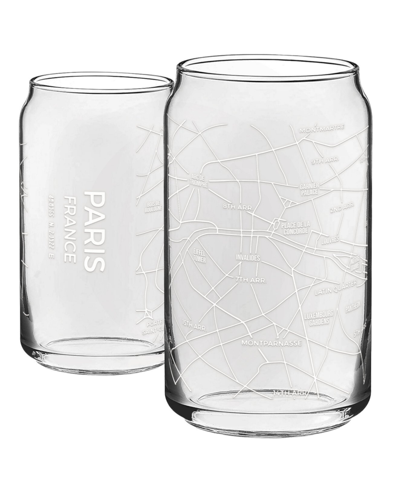 THE CAN Paris Map Стеклянная посуда на каждый день, 16 унций, набор из 2 шт. NARBO