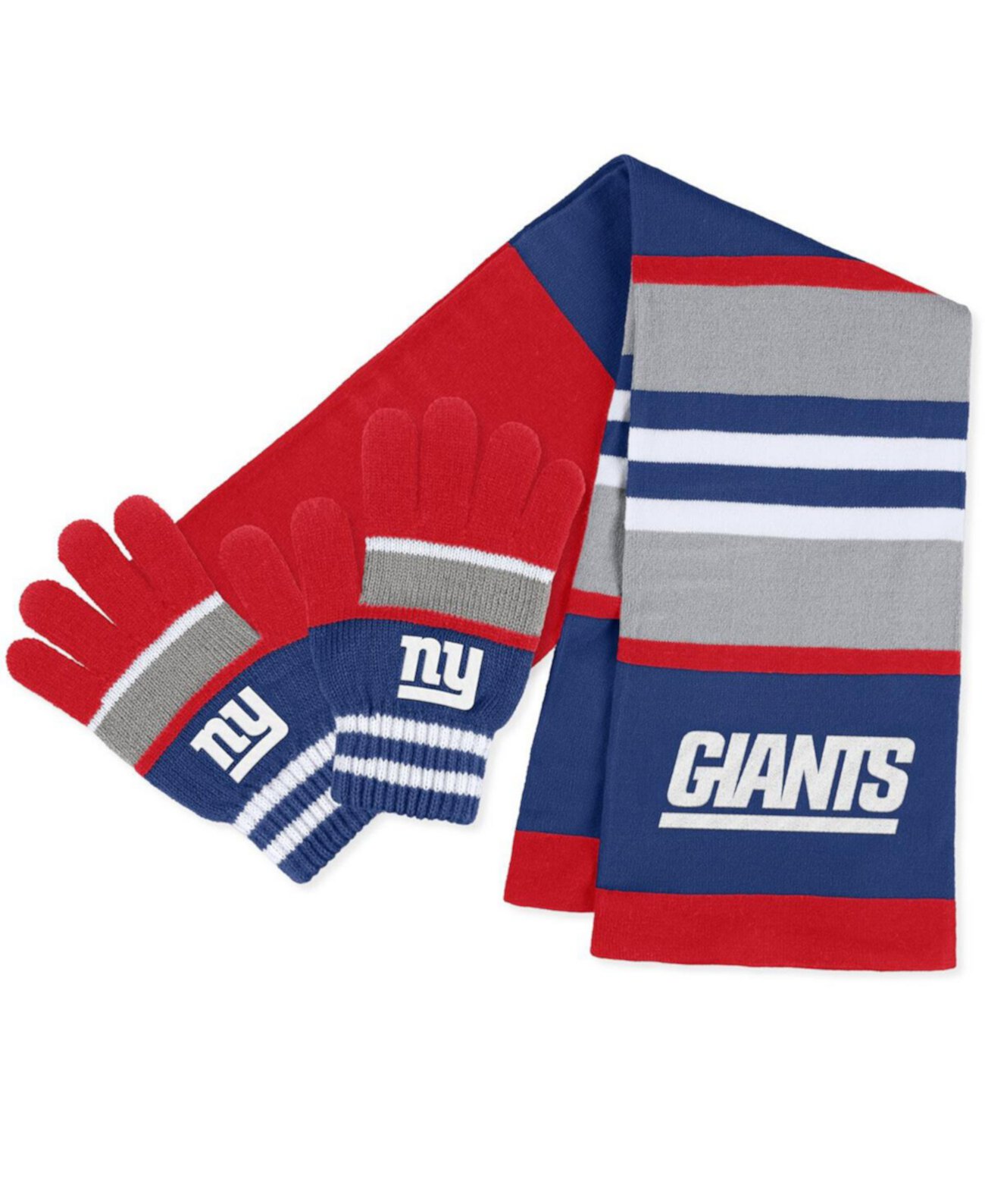 Женский комплект из перчаток и шарфа в полоску New York Giants WEAR by Erin Andrews