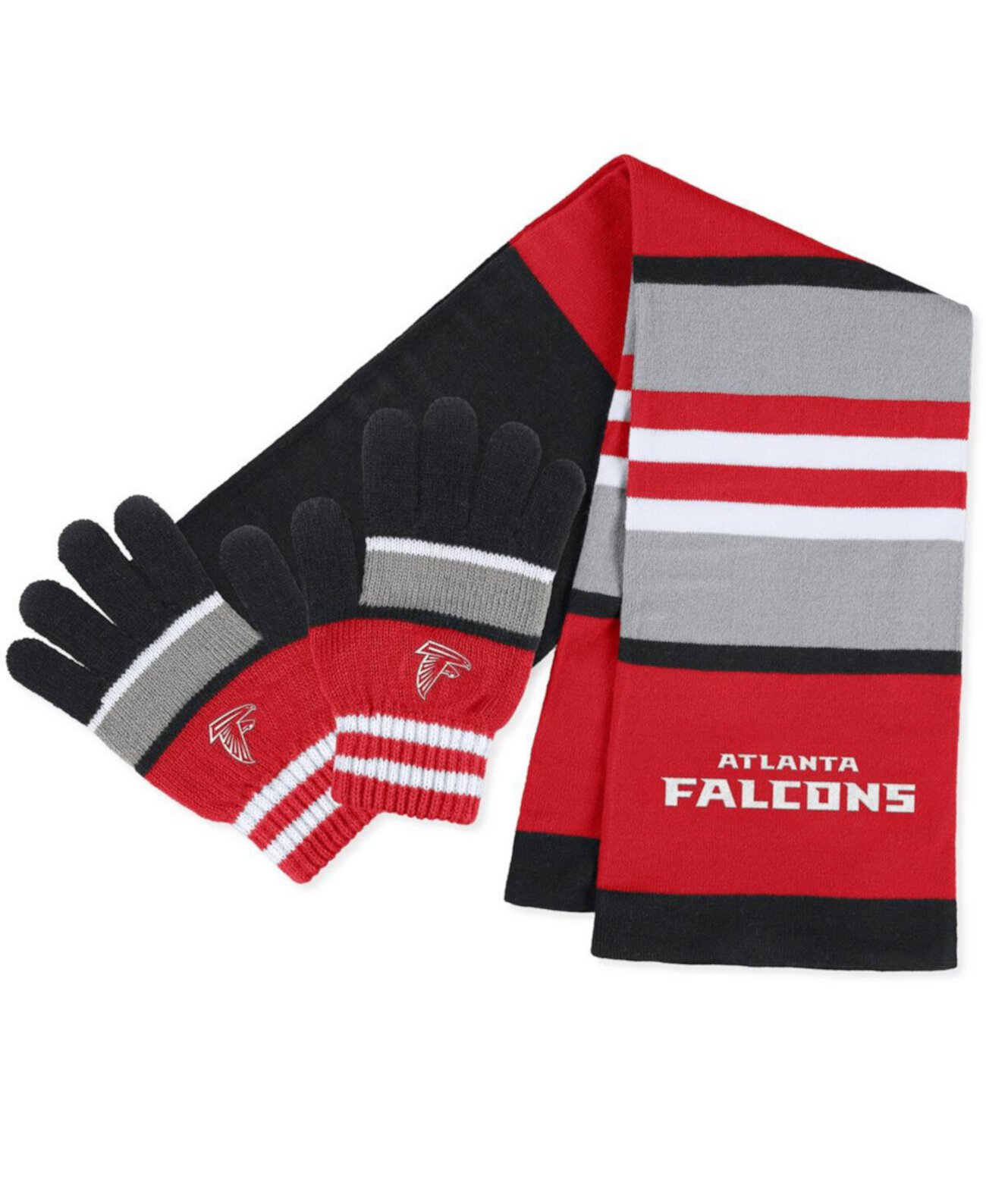 Женский комплект из перчаток и шарфа в полоску Atlanta Falcons WEAR by Erin Andrews