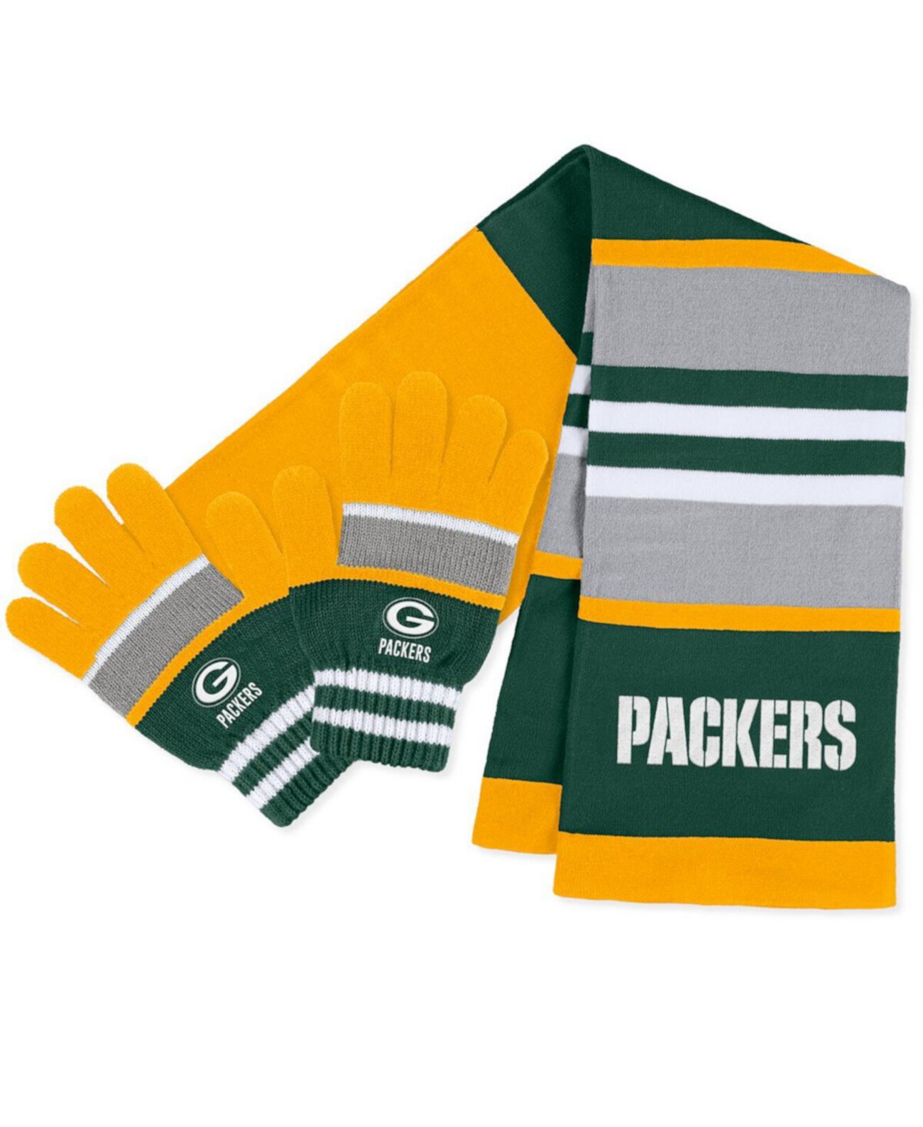 Женский комплект перчаток и шарфа в полоску Green Bay Packers WEAR by Erin Andrews