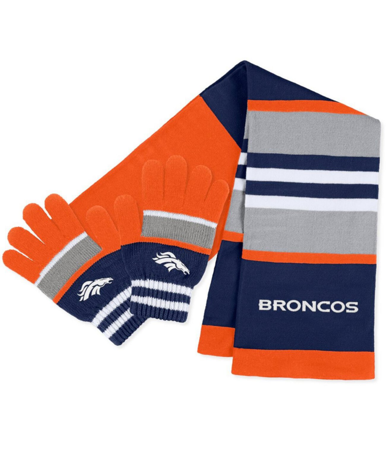 Женский комплект из перчаток и шарфа в полоску Denver Broncos WEAR by Erin Andrews