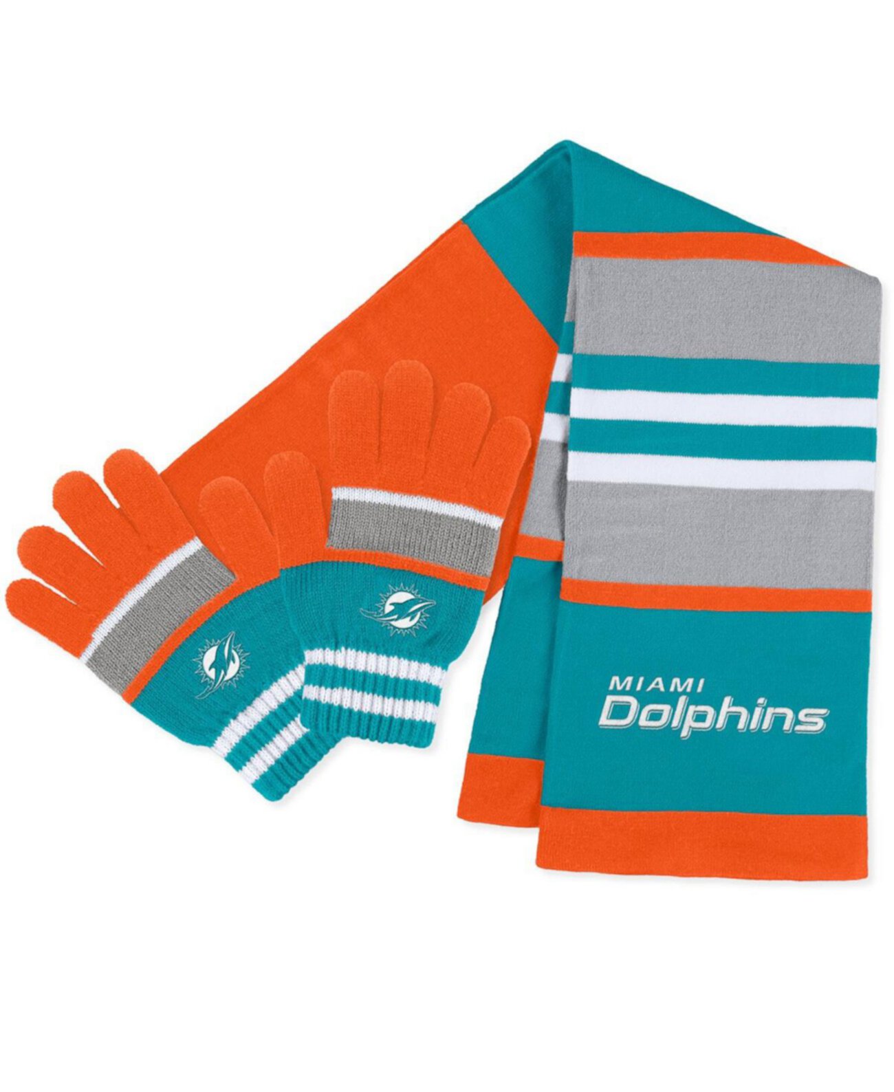 Женский комплект из перчаток и шарфа в полоску Miami Dolphins WEAR by Erin Andrews