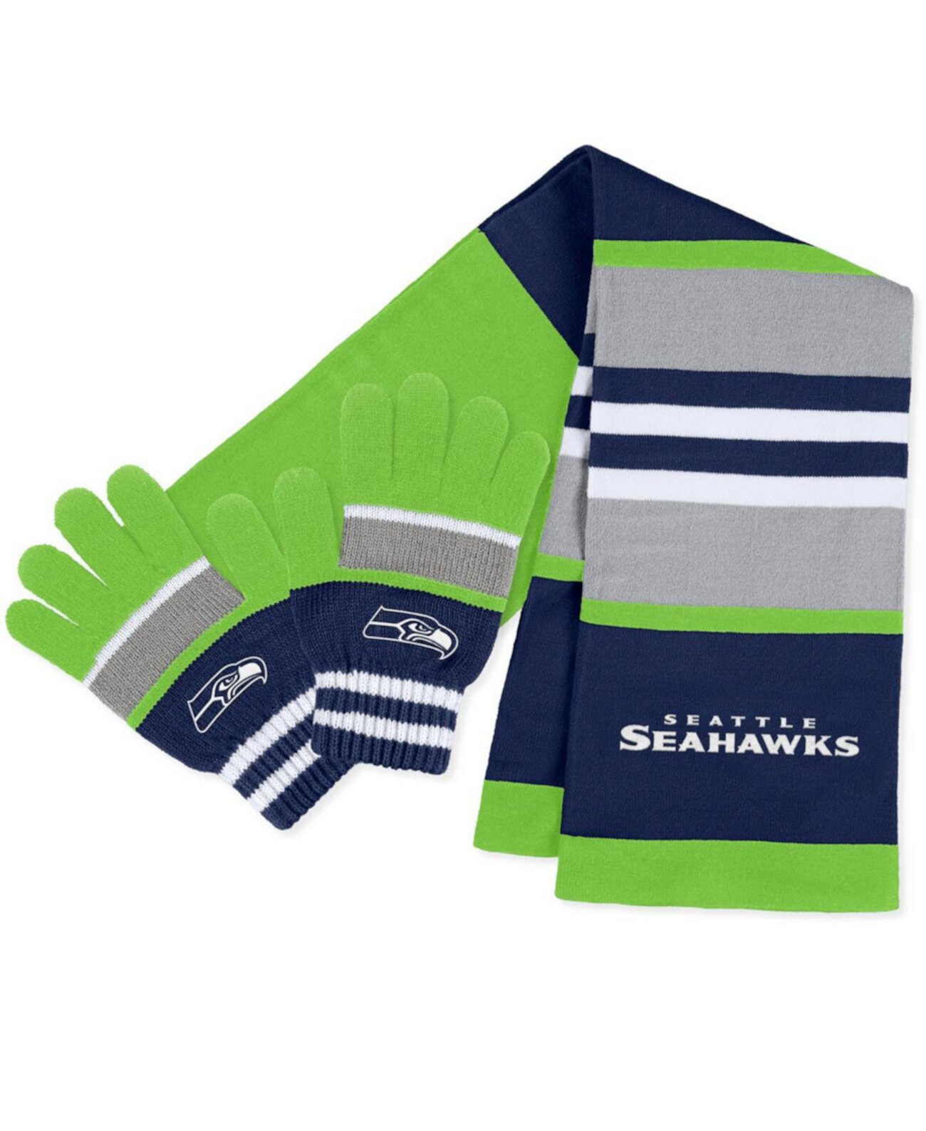 Женский комплект из перчаток и шарфа в полоску Seattle Seahawks WEAR by Erin Andrews