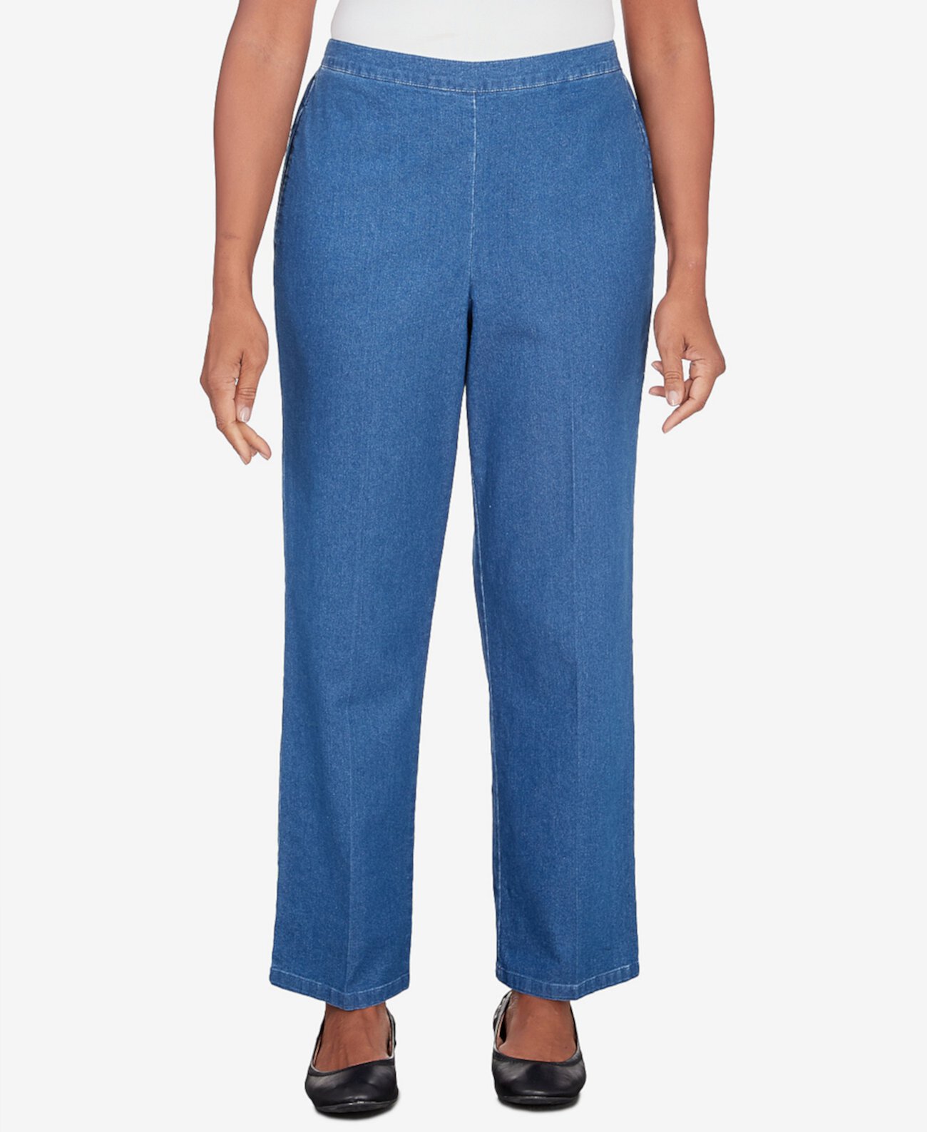Женские короткие джинсовые брюки без застежек с лавандовыми полями Alfred Dunner