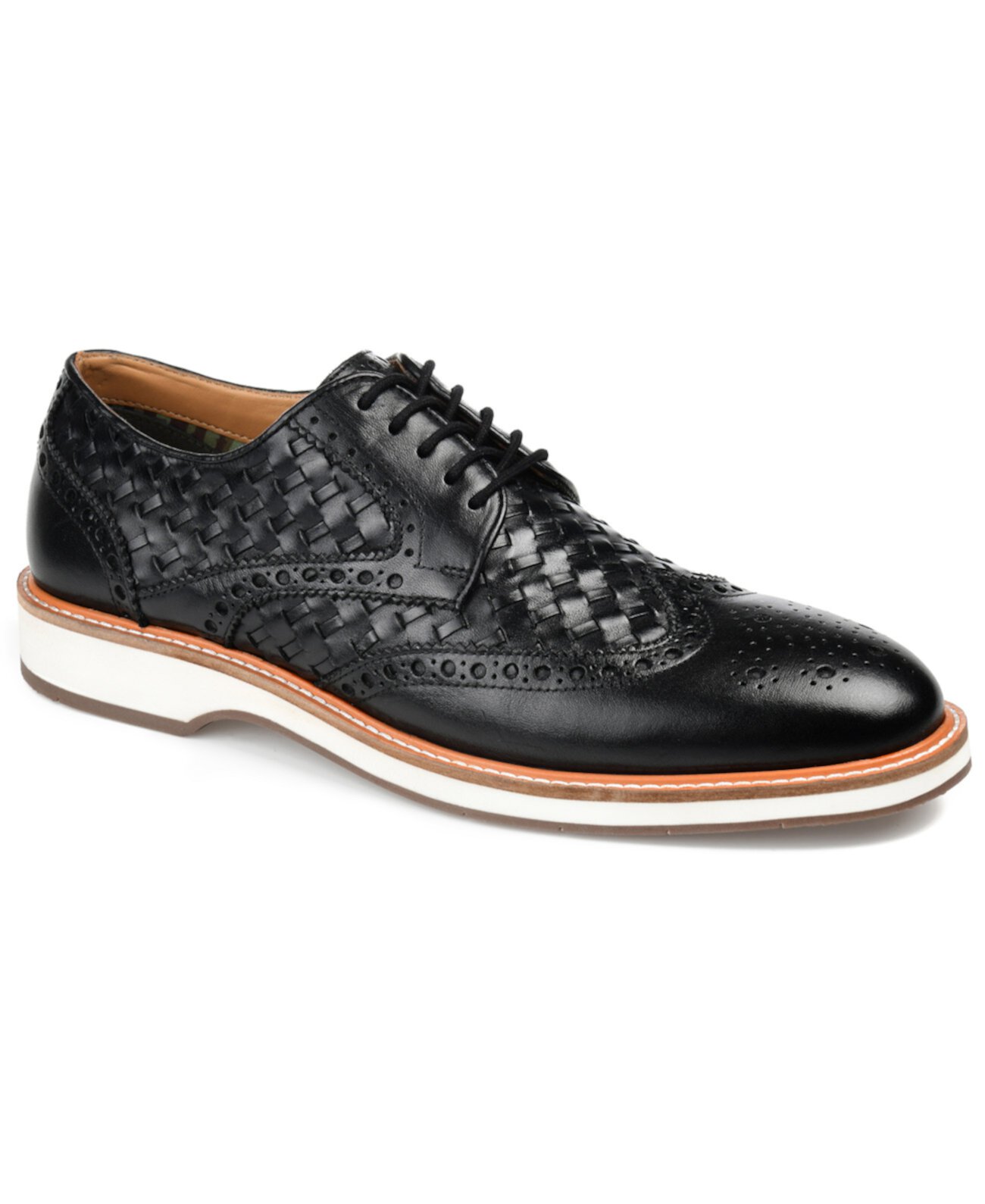 Мужские Оксфорды THOMAS & VINE Radcliff Wide Width Tru Comfort Foam Lace-Up Woven Wingtip Derby Shoes THOMAS & VINE