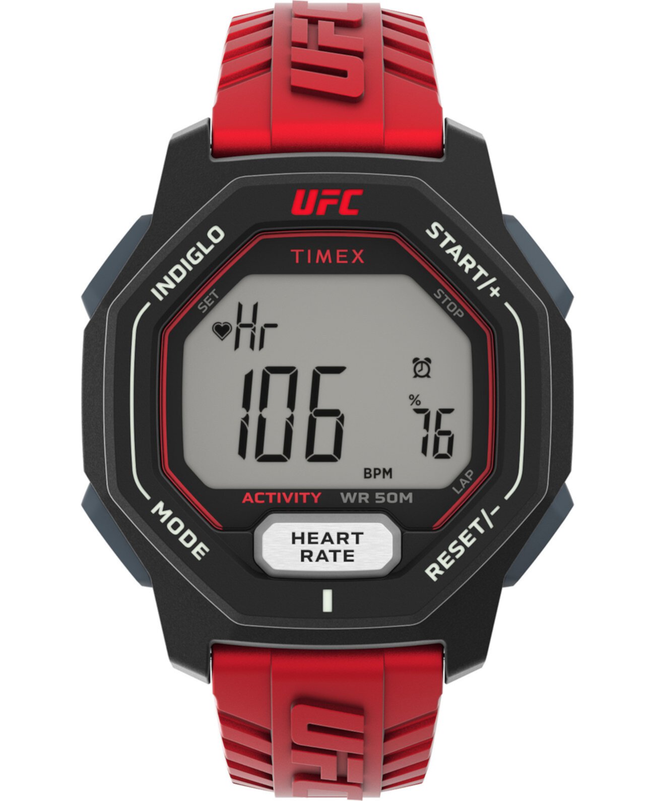 Механические часы Timex UFC Men's Spark 46mm с красным полиуретановым ремнем Timex