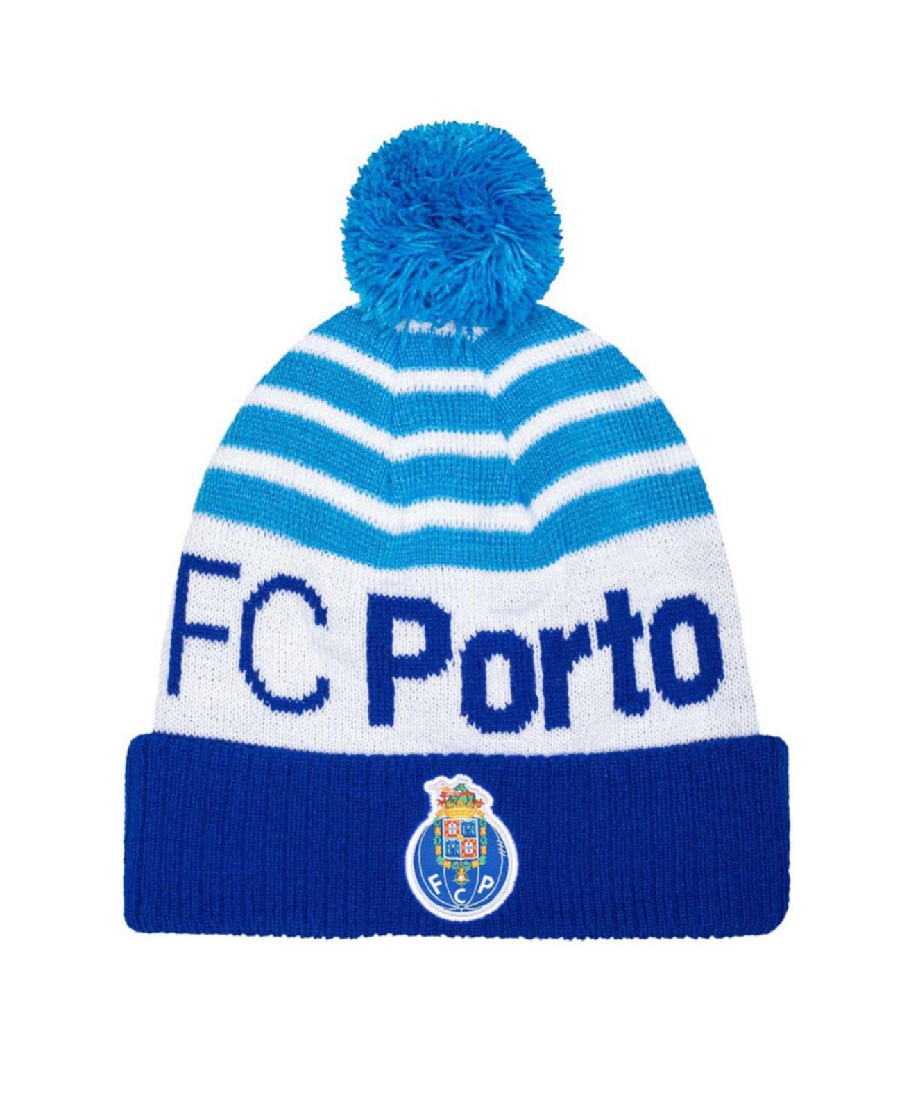 Мужская синяя вязаная шапка с манжетами и помпоном FC Porto Olympia Fan Ink