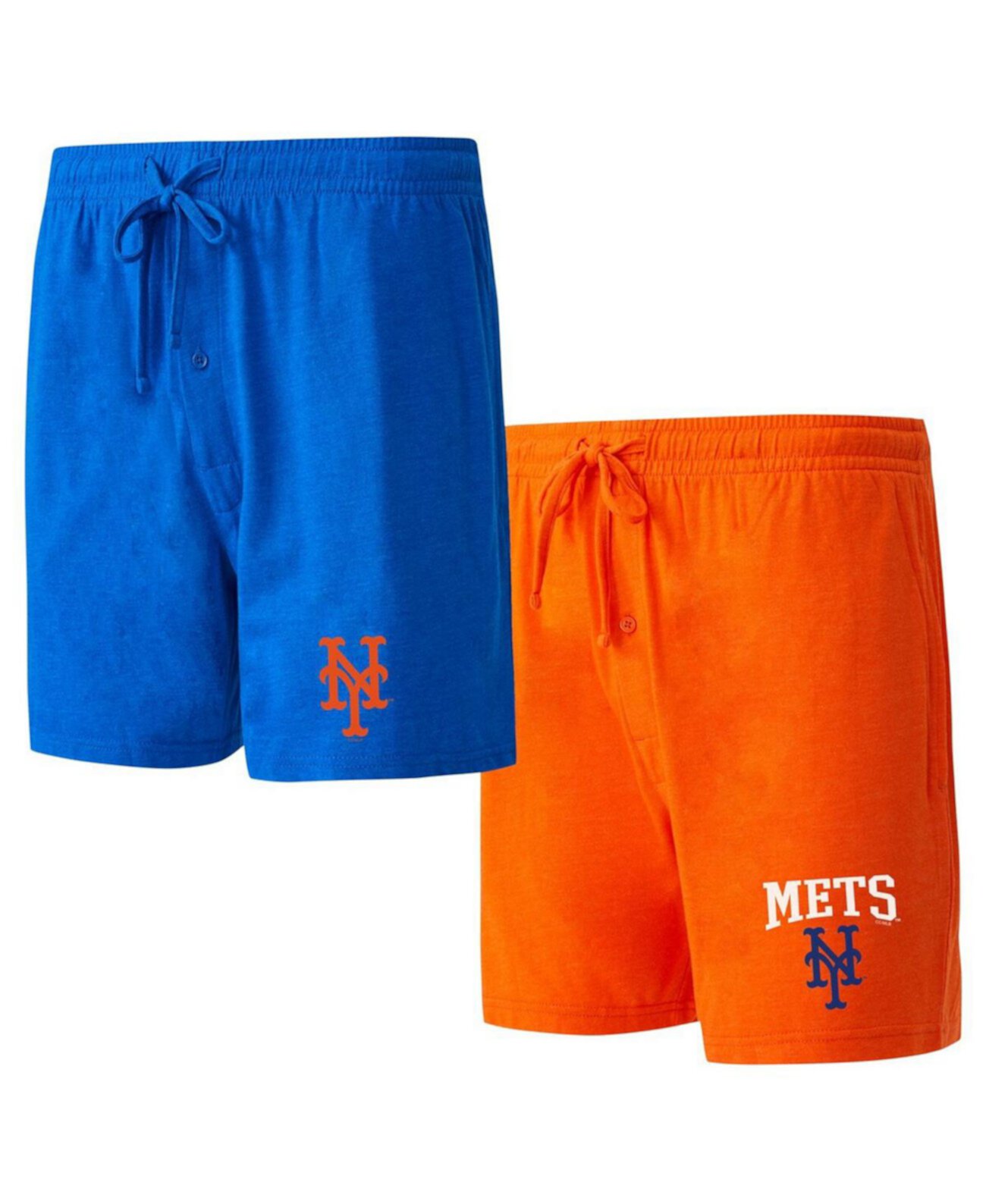 Мужские шорты для сна New York Mets в комплекте из двух пар, оранжевые и синие Concepts Sport