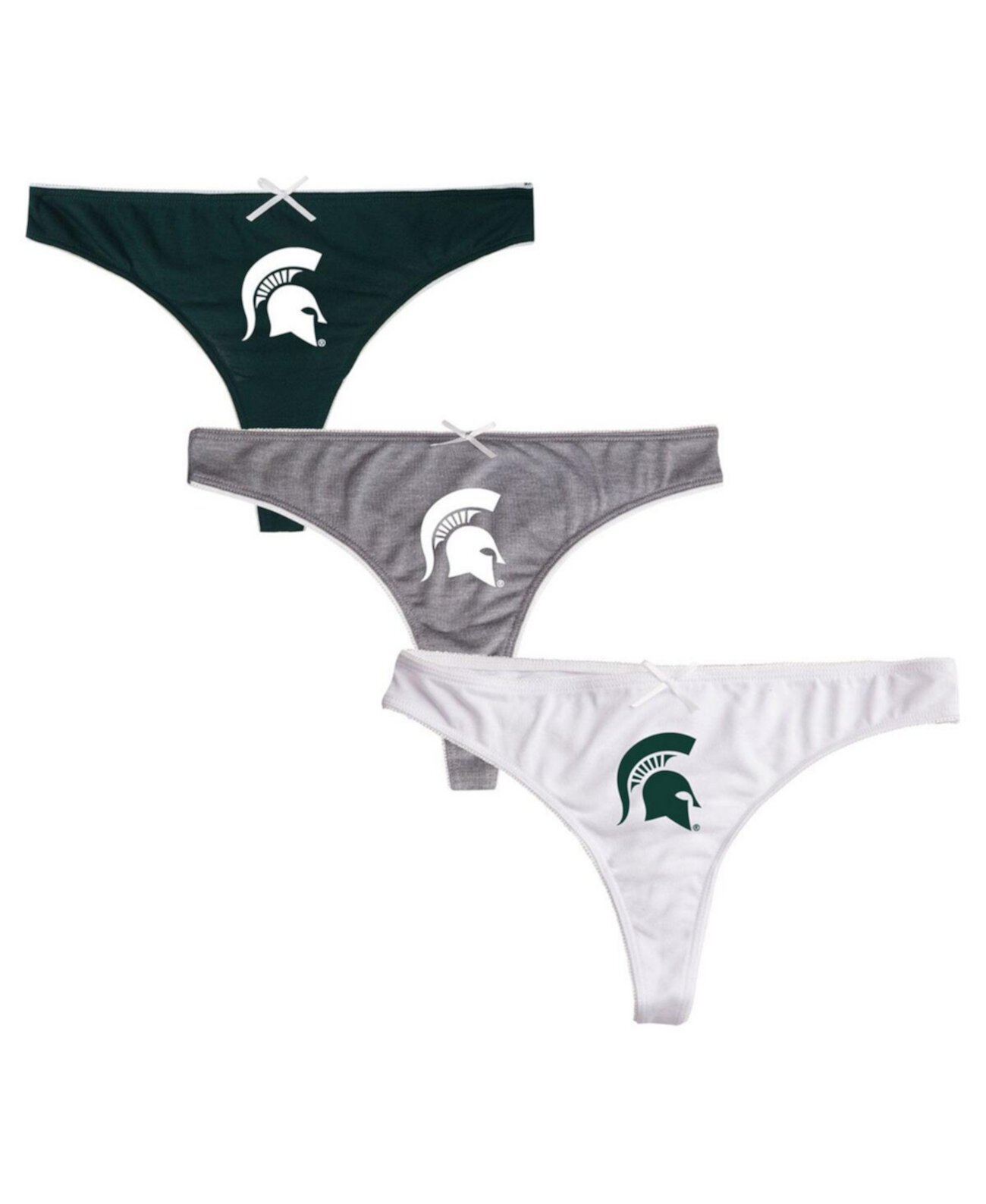 Женский комплект из трех стрингов зеленого, угольного и белого цвета Michigan State Spartans Arctic Concepts Sport