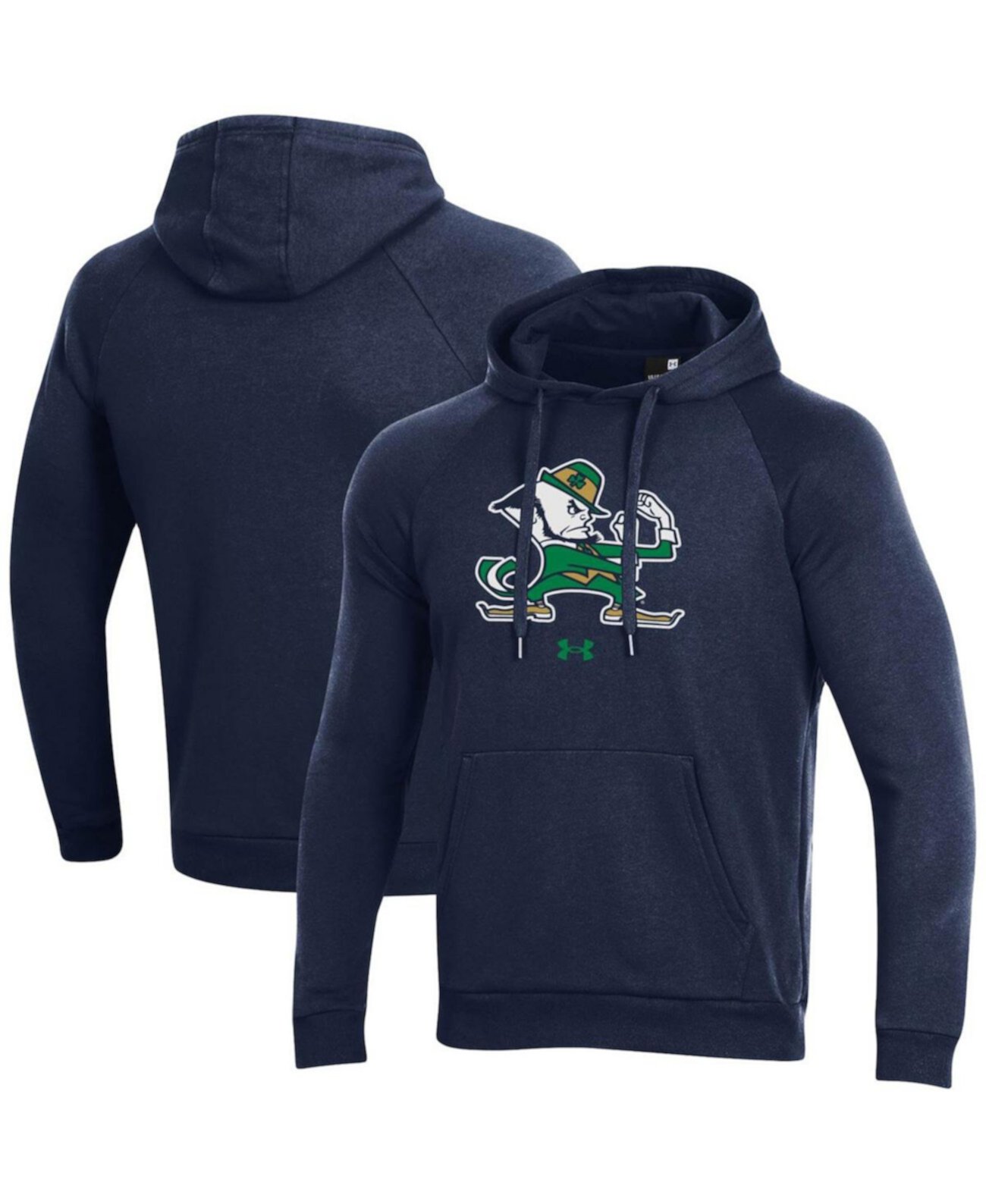 Мужской темно-синий пуловер с капюшоном реглан и логотипом ирландской школы талисманов Нотр-Дам Under Armour