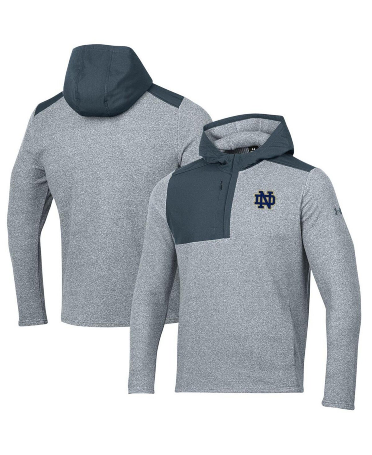 Мужская Толстовка Under Armour Notre Dame Fighting Irish Survivor Fleece с четвертью молнии серого цвета Under Armour