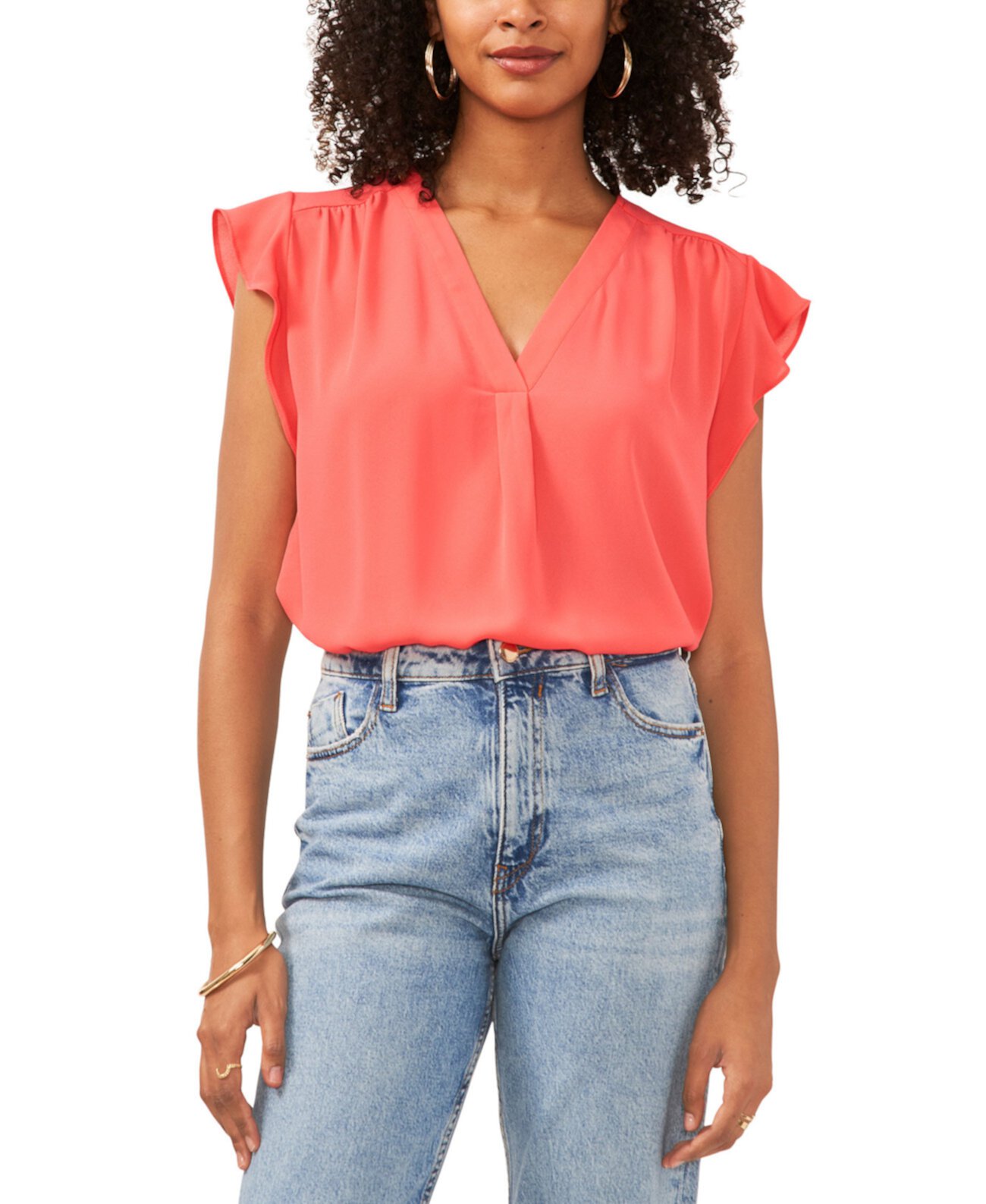 Women's V-Neck Flutter Short Sleeve Top Vince Camuto