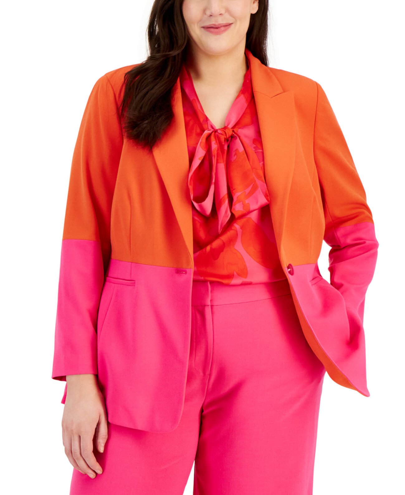 Пиджак Tahari by ASL Plus Size Colorblocked Boyfriend Blazer Tahari by ASL