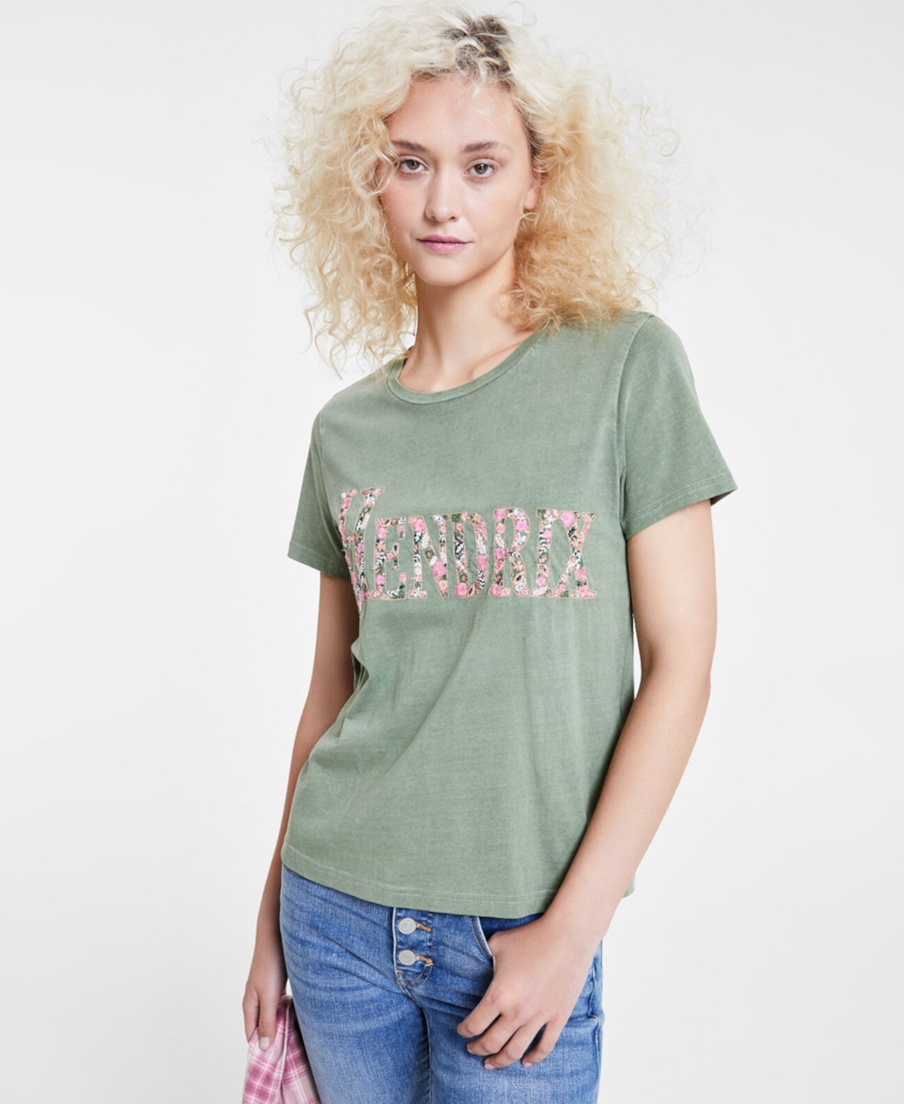 Женская классическая хлопковая футболка с круглым вырезом Hendrix с цветочным принтом Lucky Brand