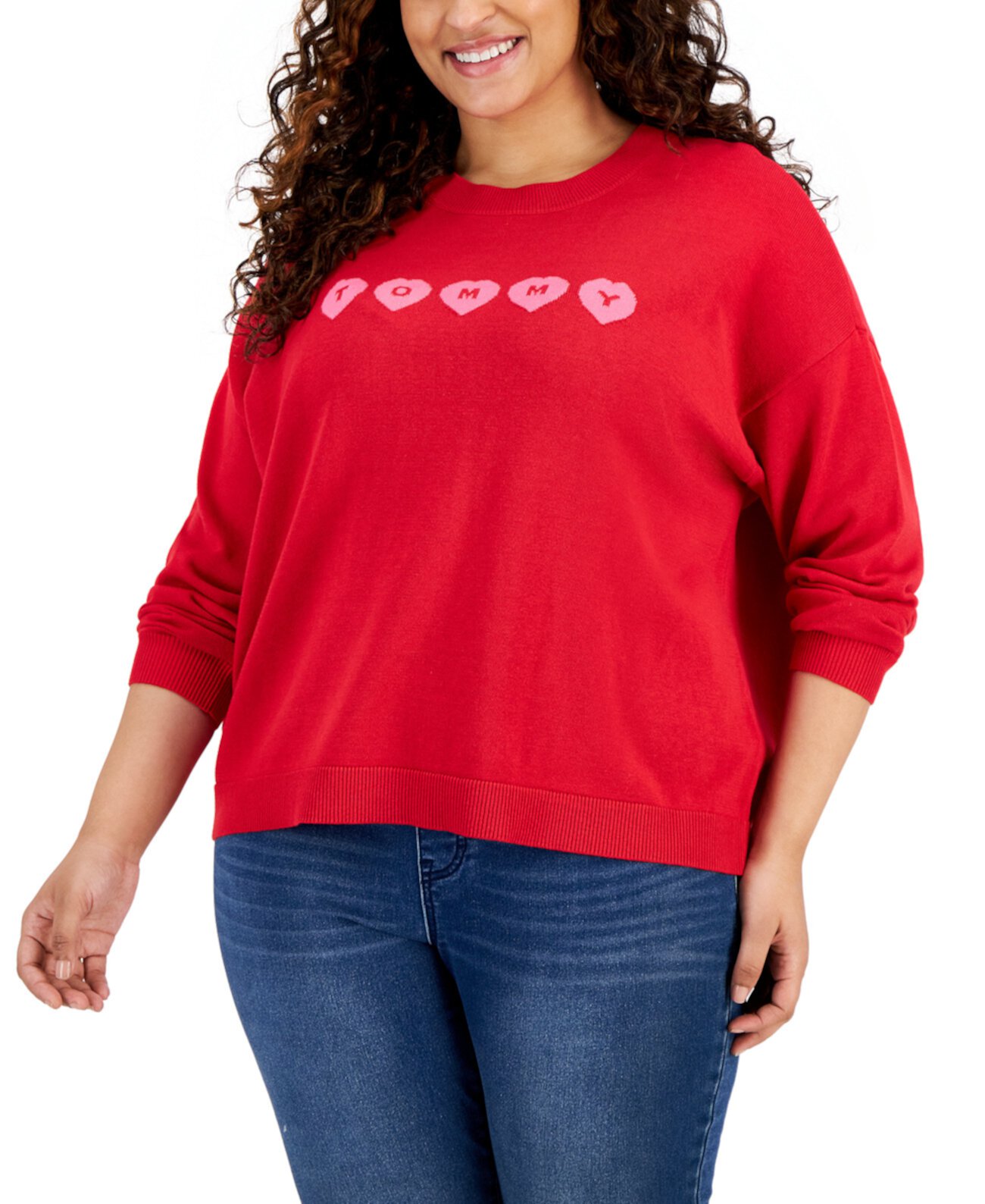 Plus Size Long-Sleeve Heart Sweater Tommy Hilfiger