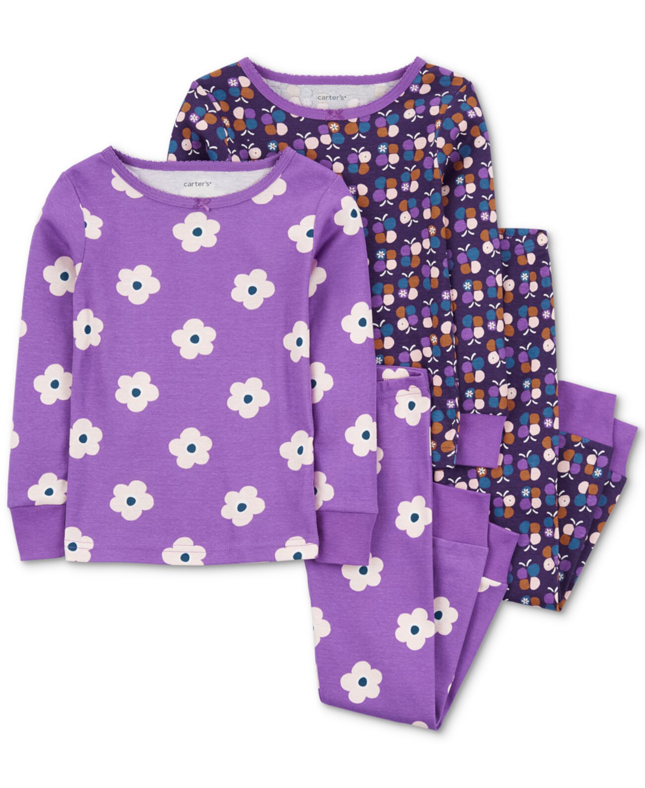 Детские Пижамы Carter's для Девочек-Малышек с Цветами и Бабочками, Набор из 4 предметов Carter's