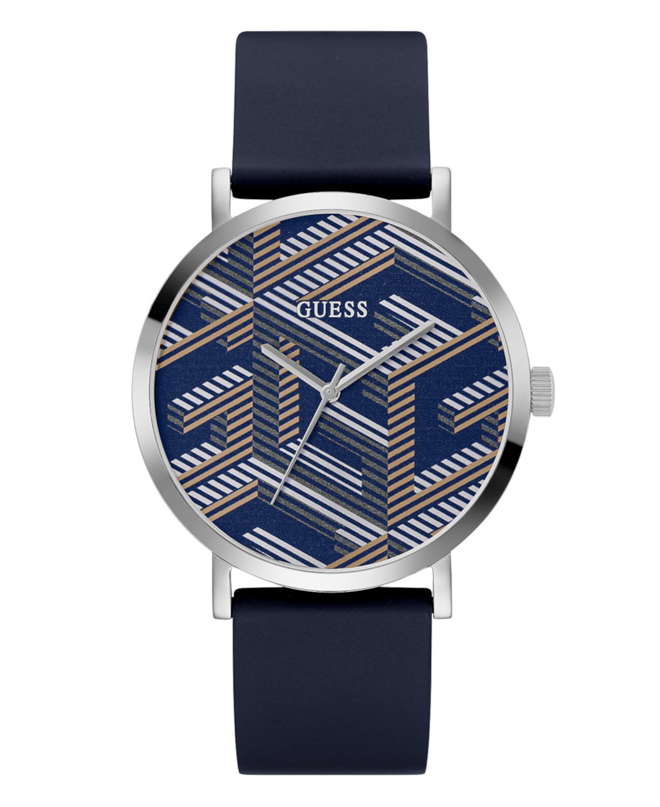 Мужские аналоговые темно-синие силиконовые часы 44 мм GUESS