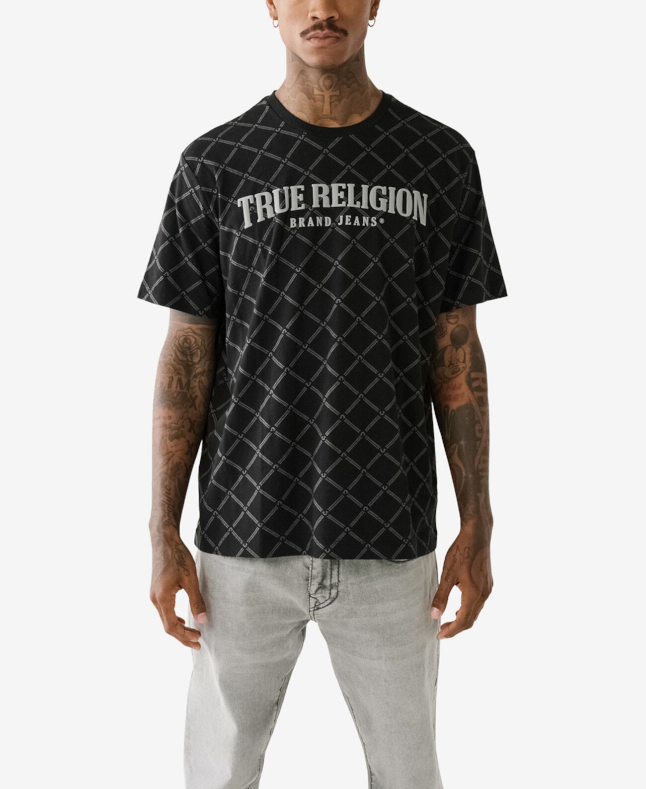 Мужская свободная футболка с короткими рукавами и монограммой Arch True Religion