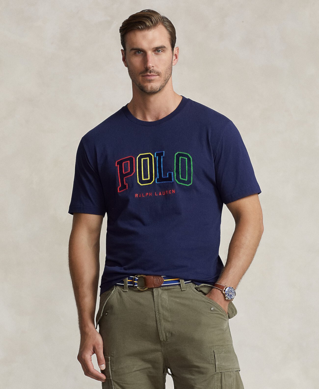 Мужская Хлопковая Футболка Большого и Длинного Размера Polo Ralph Lauren Polo Ralph Lauren