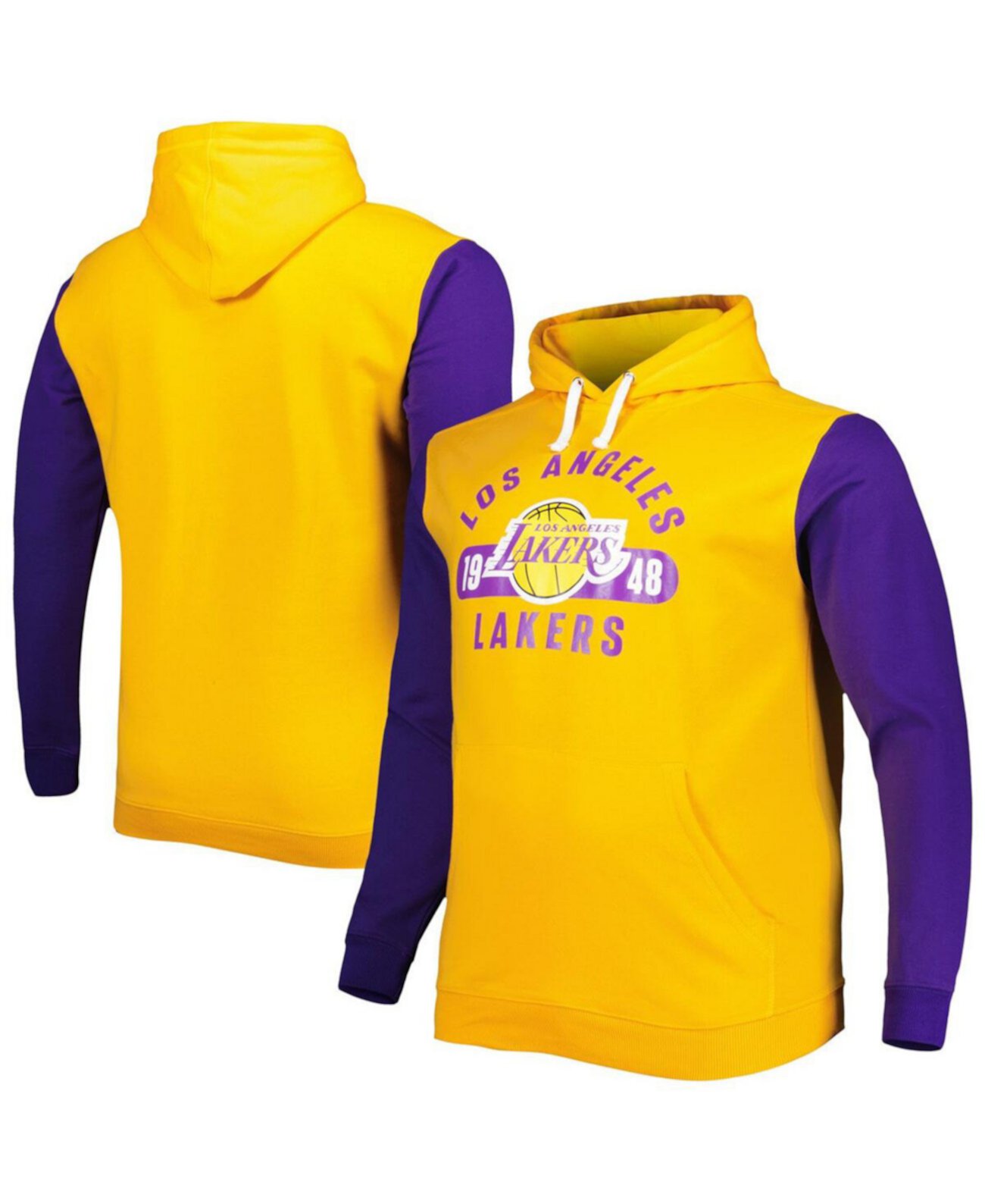 Мужской пуловер с капюшоном Los Angeles Lakers Big and Tall Bold Attack золотого и фиолетового цвета Fanatics