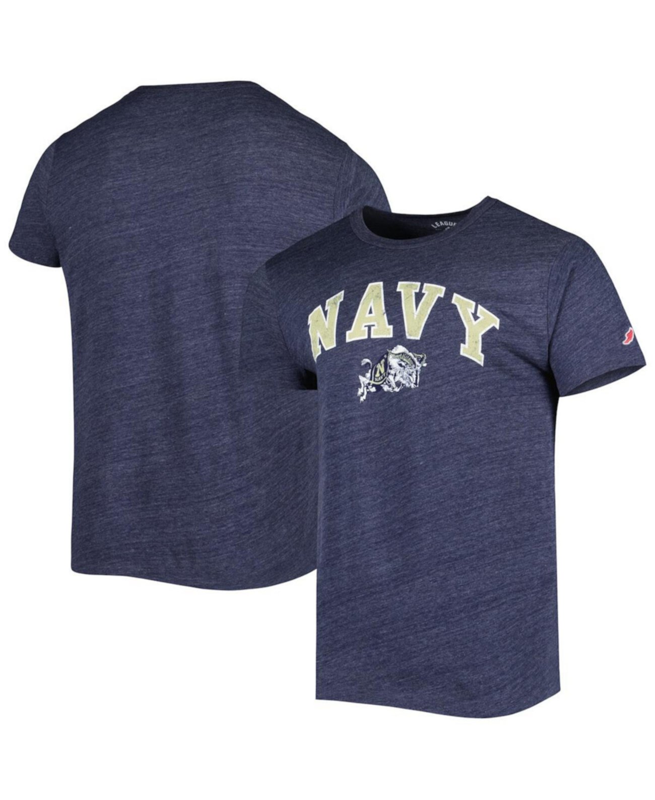 Мужская футболка Heather Navy Navy Midshipmen 1965 Arch Victory Falls Tri-Blend League Collegiate Wear