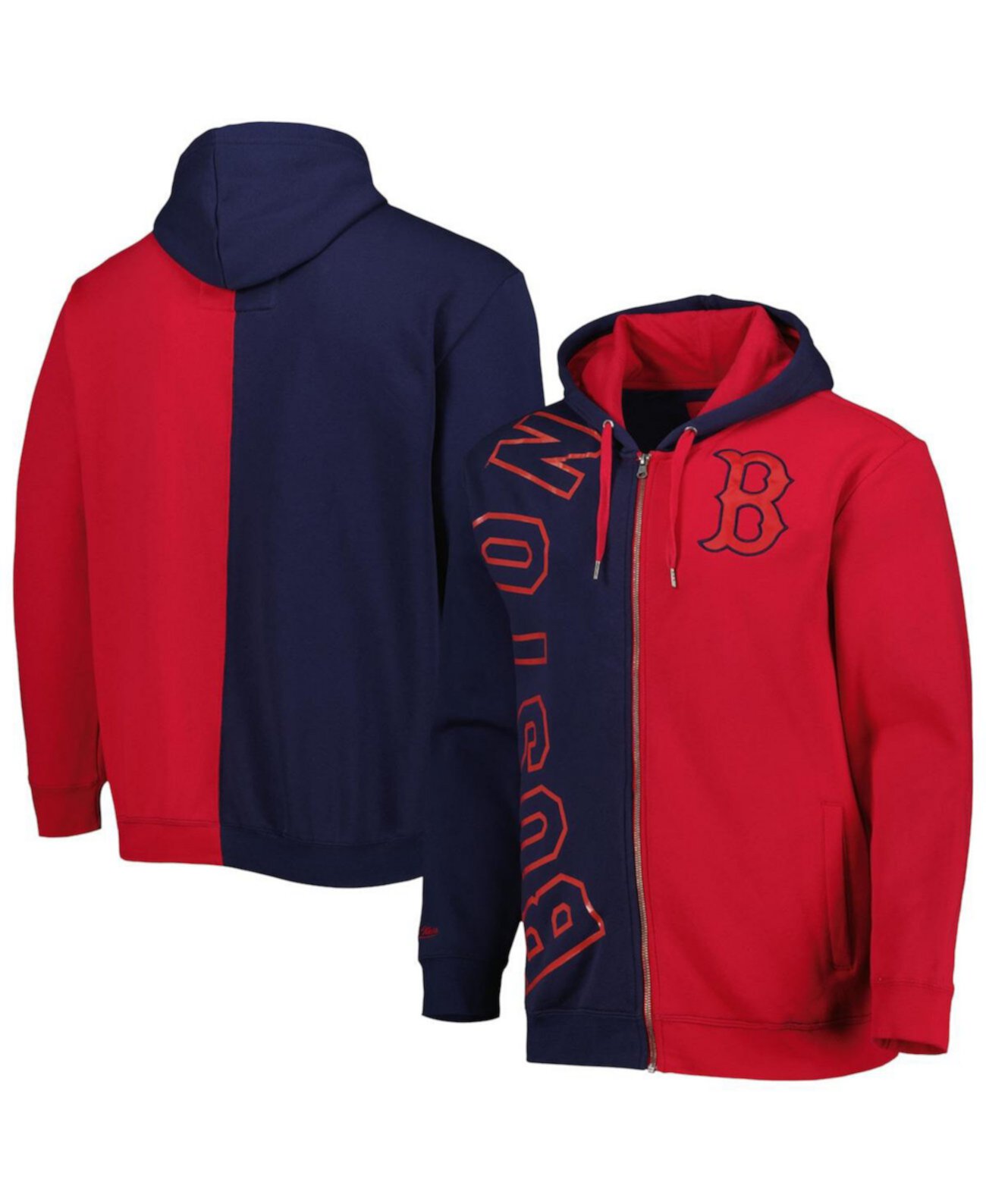 Мужская Толстовка Mitchell & Ness Boston Red Sox Флисовая с Полной Молнией Mitchell & Ness