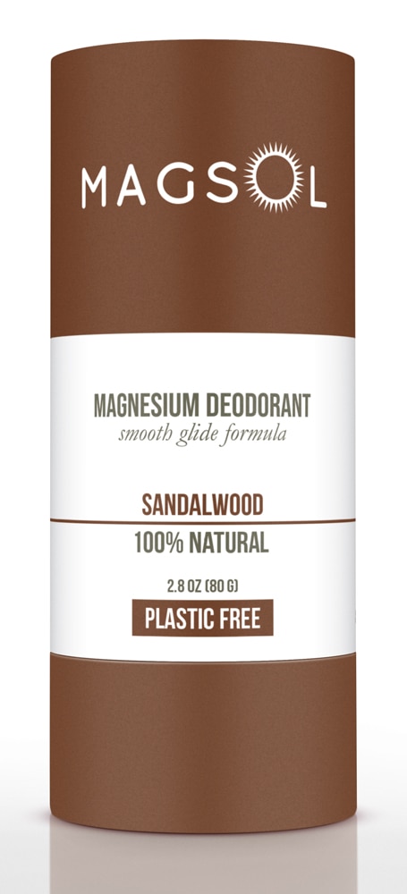 Дезодорант с магнием, не содержащий пластика, сандаловое дерево — 2,8 унции Magsol