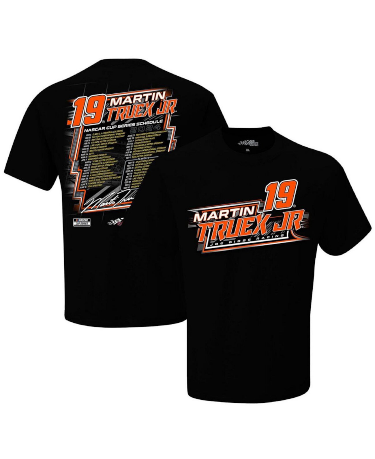 Мужская черная футболка Martin Truex Jr 2024 NASCAR Cup Series Schedule Joe Gibbs Racing Team Collection