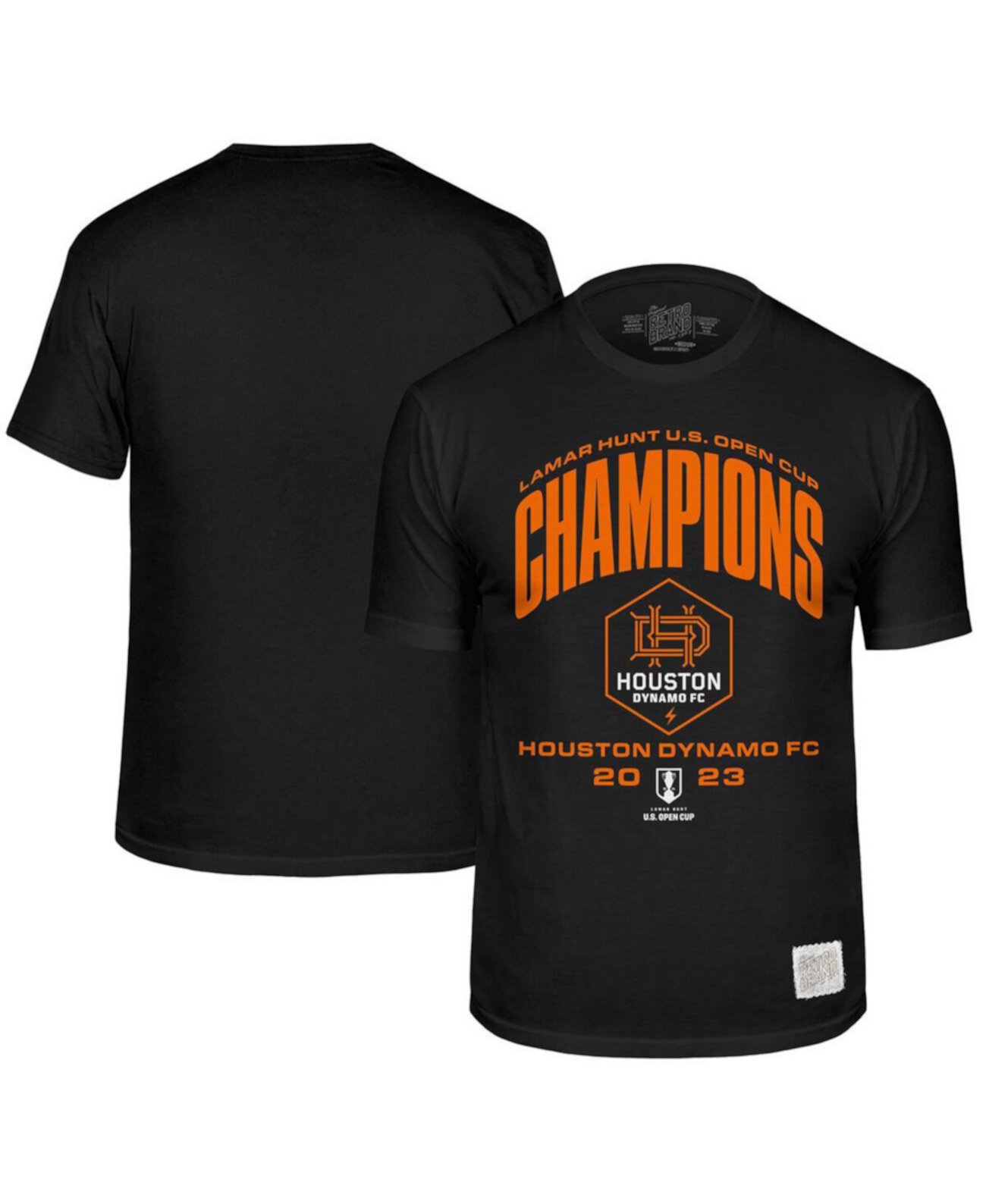 Мужская черная футболка Houston Dynamo FC 2023 Lamar Hunt US Open Cup Champions Original Retro Brand
