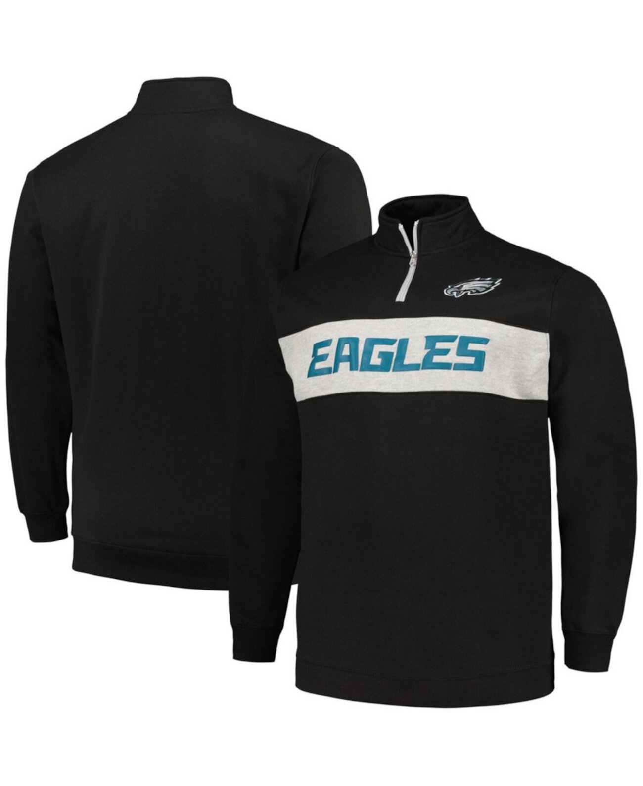 Мужская черная флисовая куртка Philadelphia Eagles с молнией четверть четверти Profile