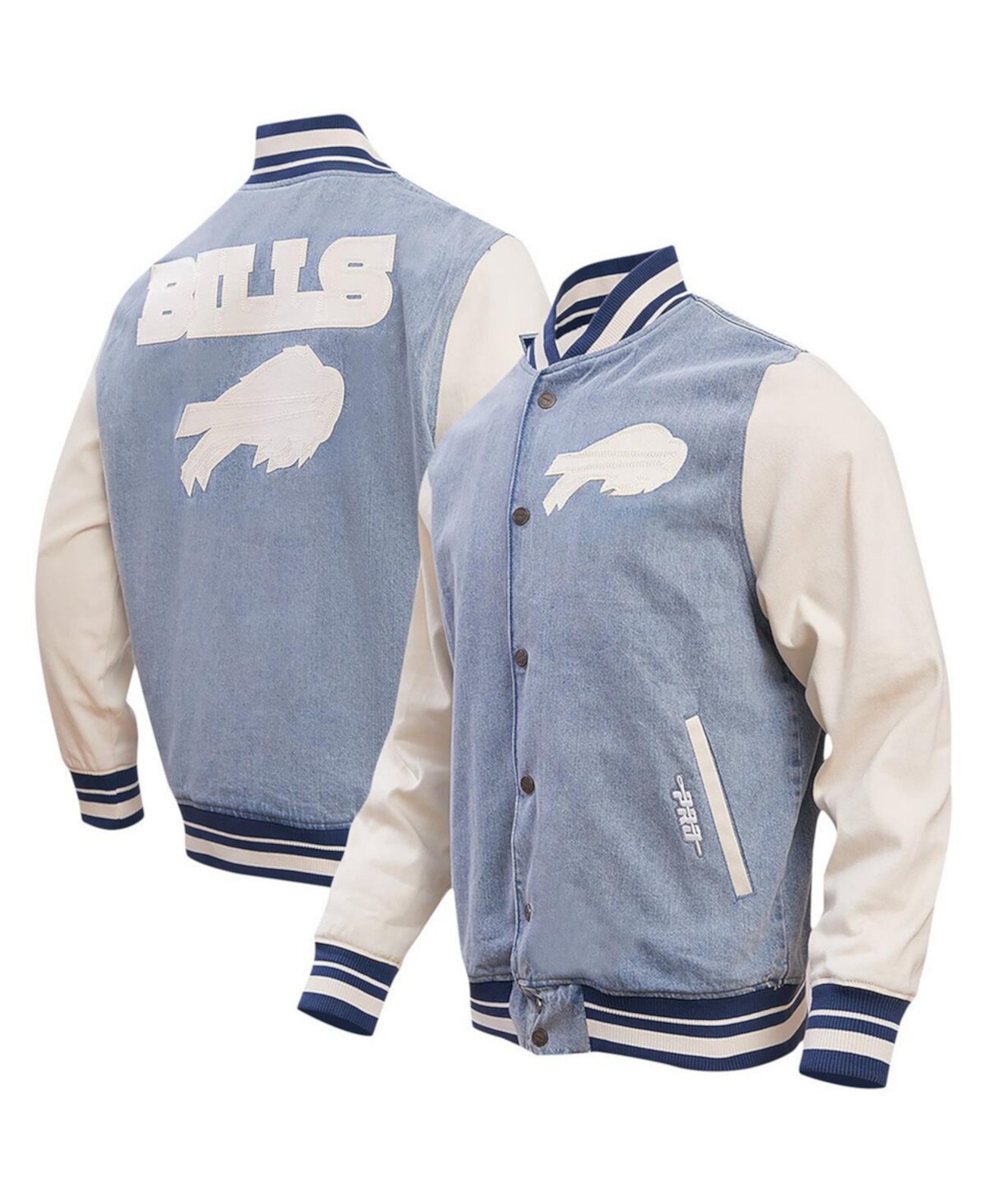 Мужская Джинсовая Куртка Buffalo Bills Varsity Blues на Заклепках Pro Standard