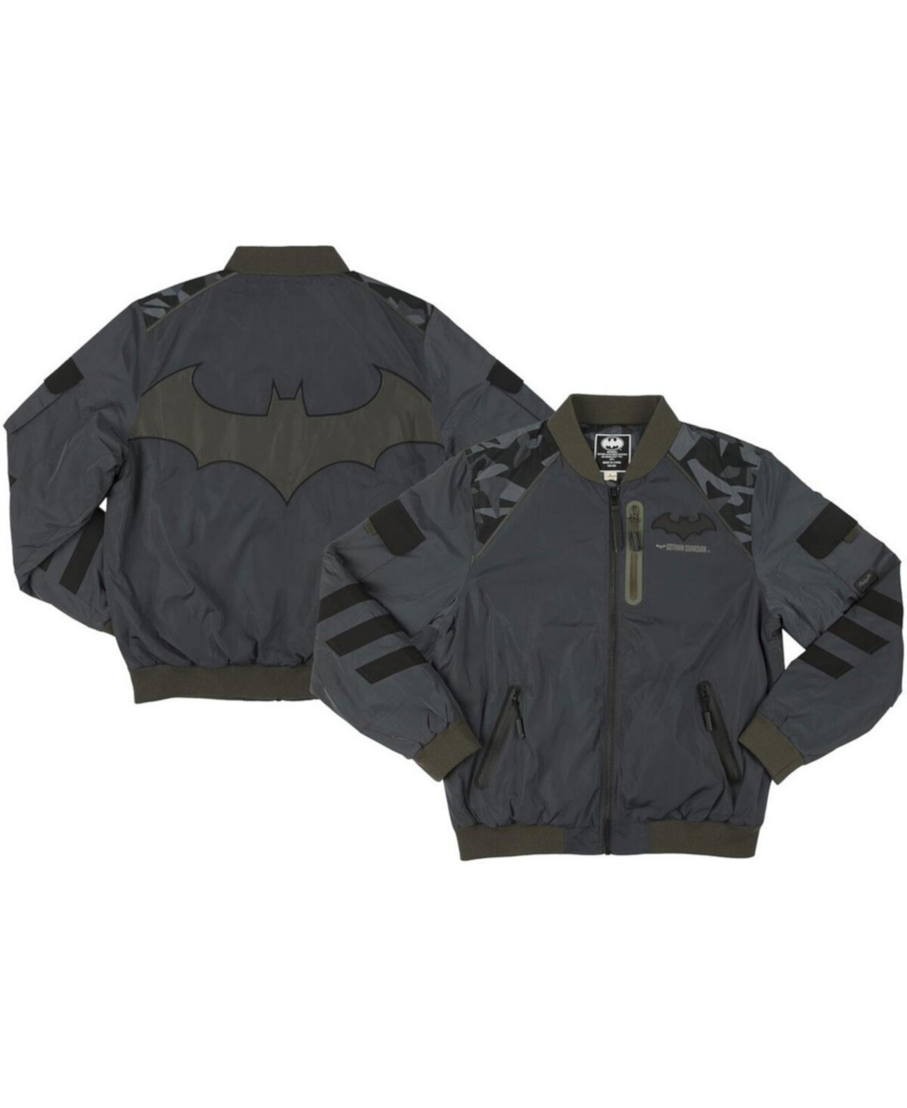 Мужская серая тактическая куртка-бомбер с молнией во всю длину Бэтмена Heroes & Villains