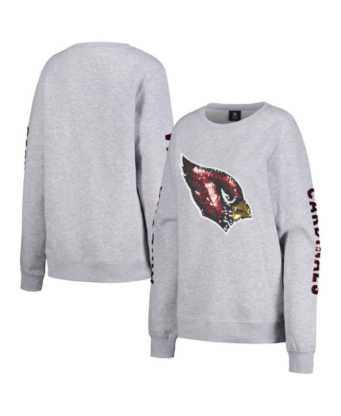 Женский пуловер с блестками и логотипом Heather Grey Arizona Cardinals Cuce