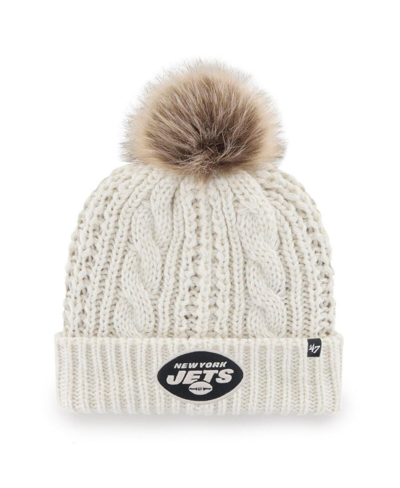 Женская кремовая трикотажная шапка с отворотом New York Jets Meeko '47 Brand