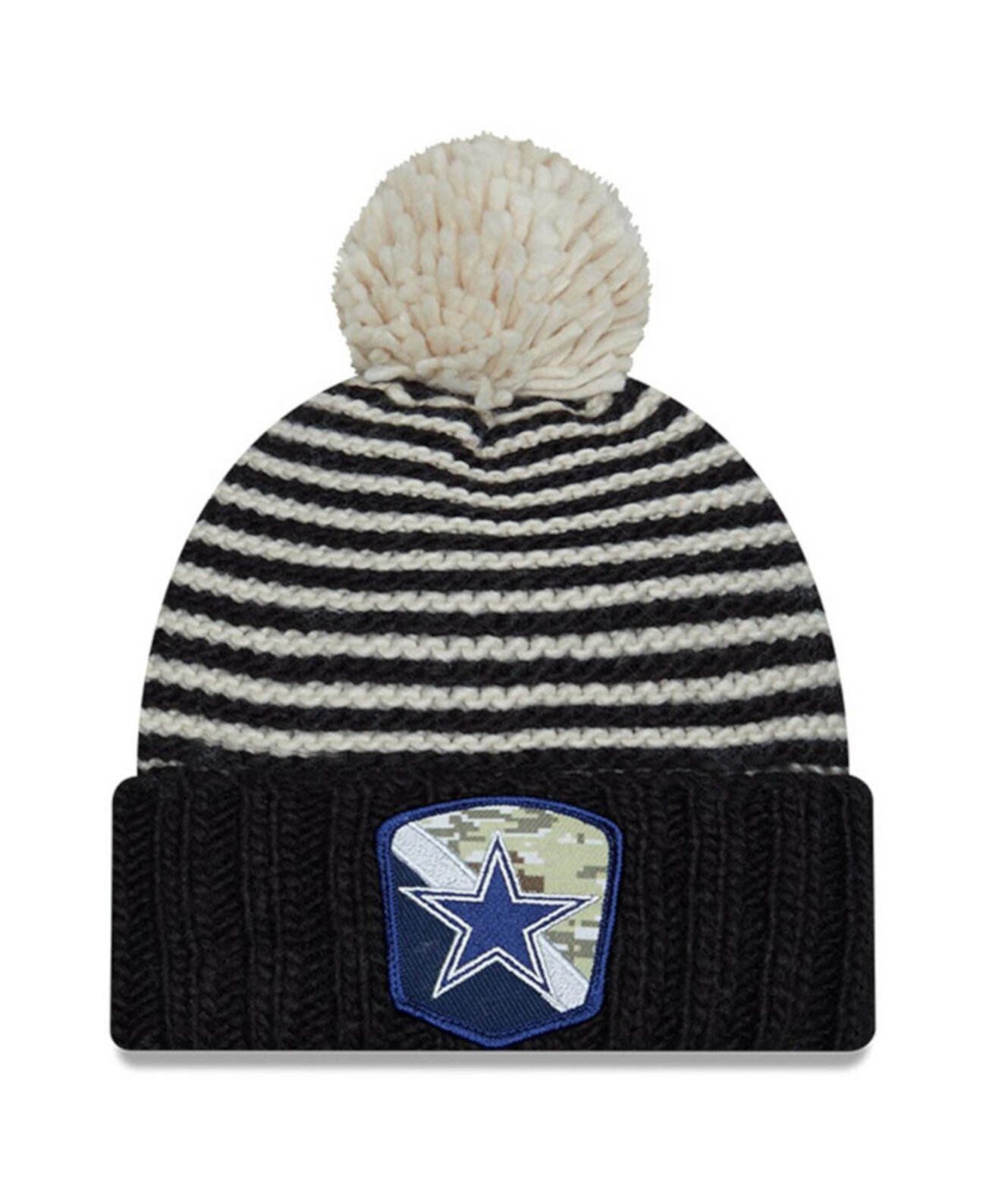 Женская черная вязаная шапка с помпоном Dallas Cowboys 2023 Salute To Service New Era