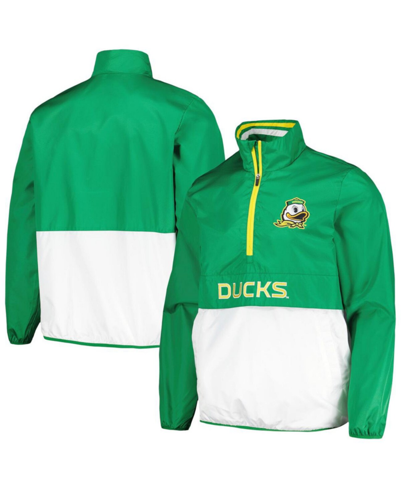 Мужская зеленая футболка с молнией до половины Oregon Ducks Cornerman G-III Sports