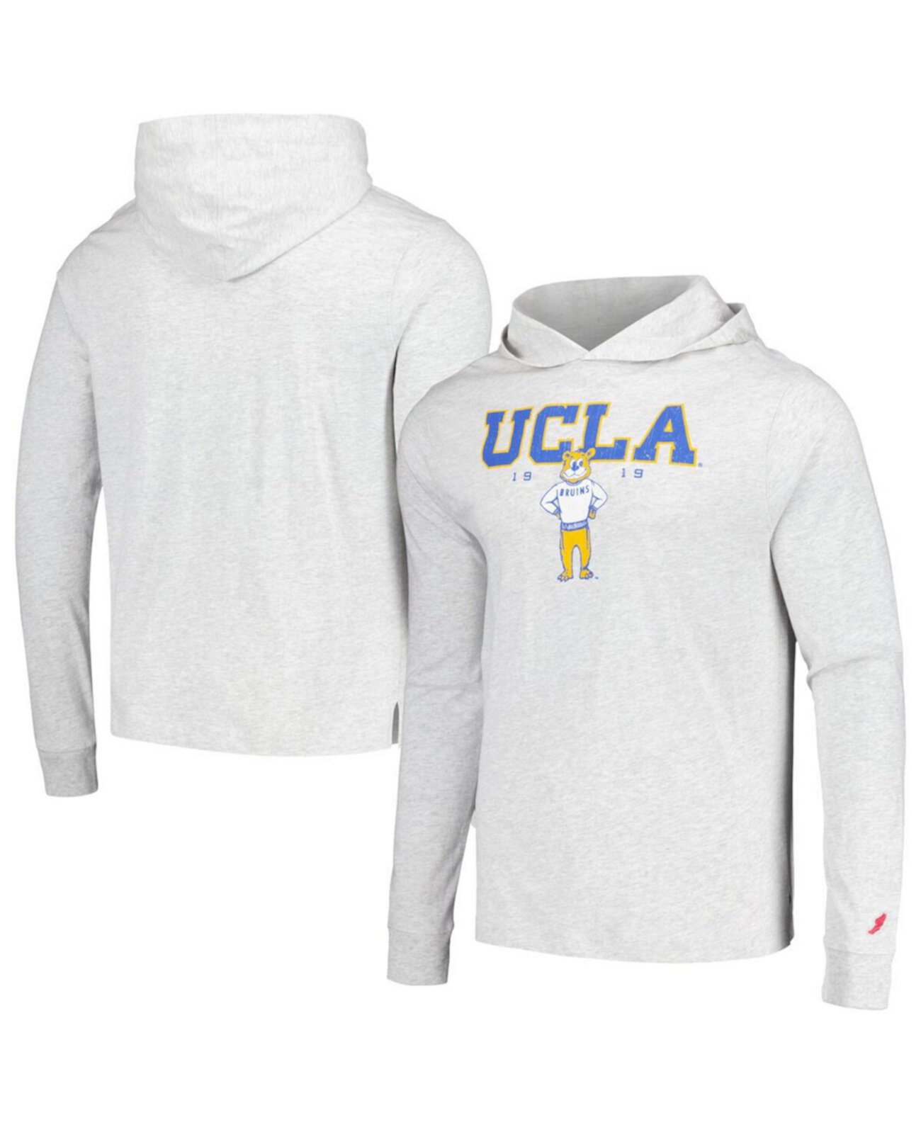 Мужская футболка с капюшоном и длинными рукавами Ash UCLA Bruins Team Stack Tumble League Collegiate Wear