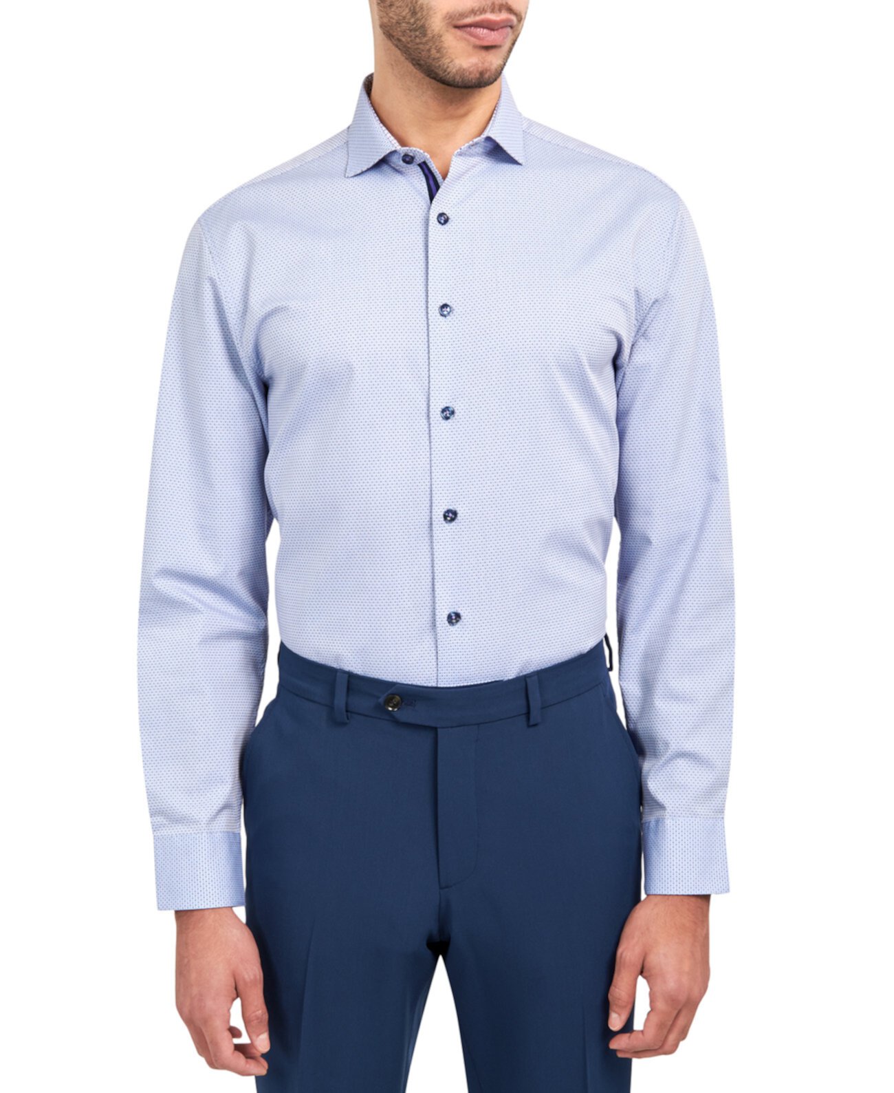 Мужская классическая рубашка обычного кроя с принтом «добби» в горошек MICHELSONS OF LONDON