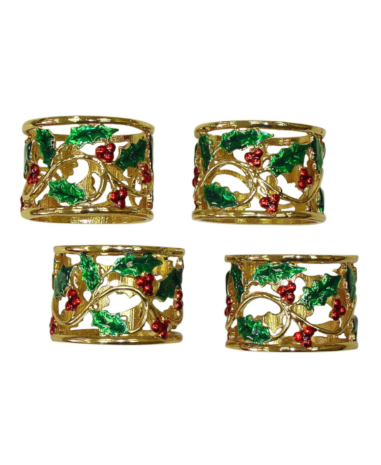 Holly and Berries Napkin Rings, Set of 4 Lenox