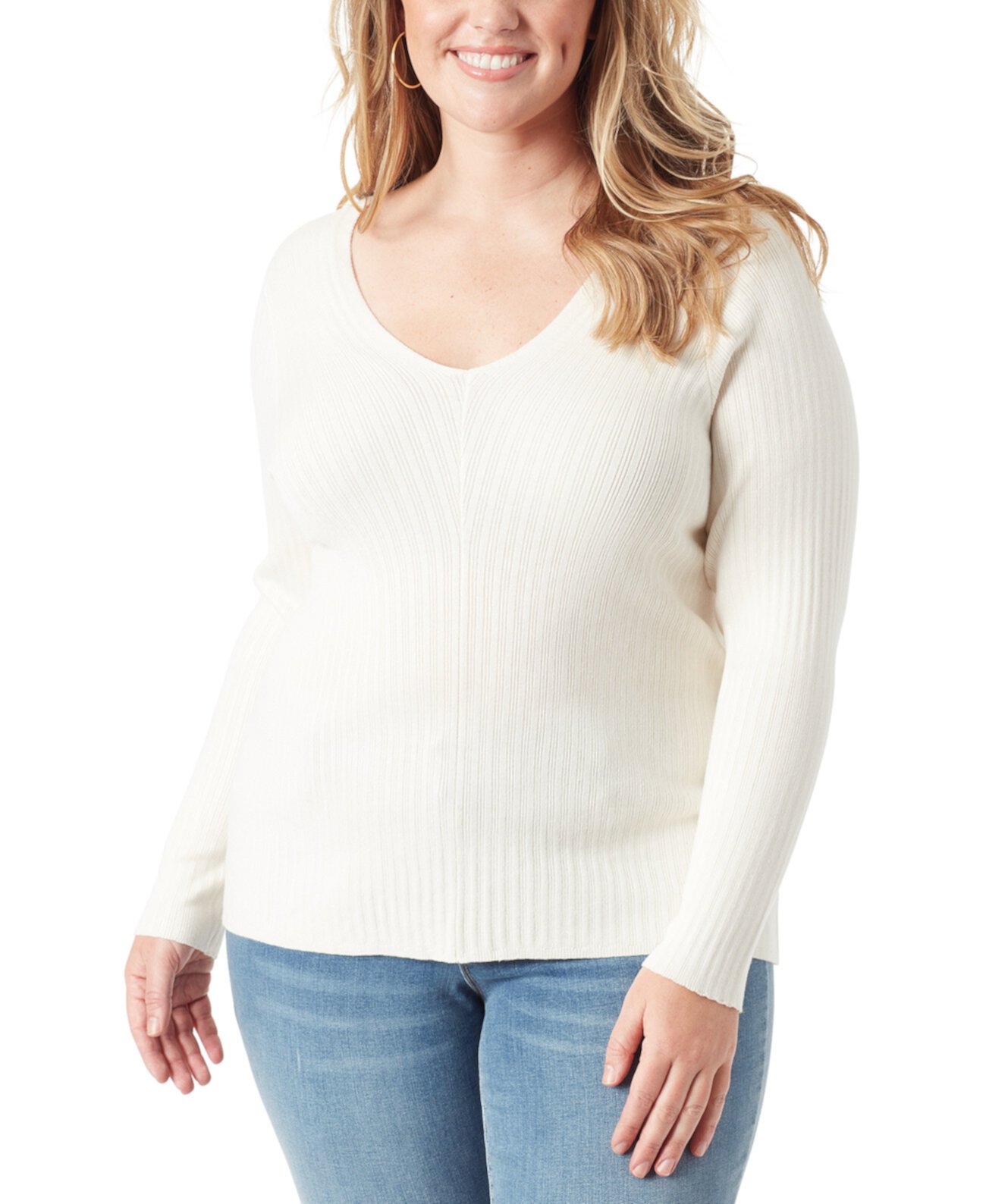 Модный свитер больших размеров в рубчик Prescilla Jessica Simpson