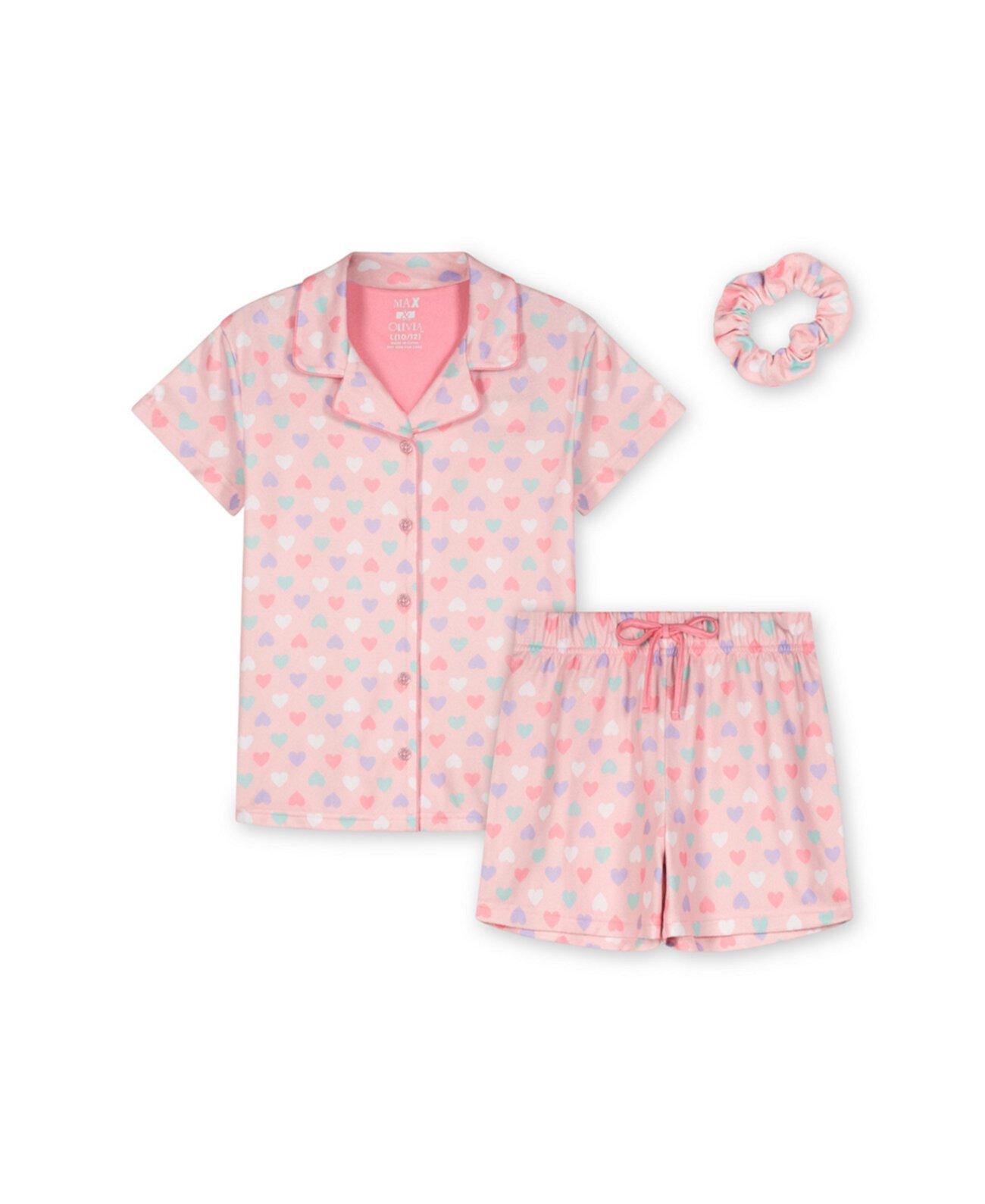 Шорты и пальто для маленьких девочек, пижама с резинкой для волос, комплект из 3 предметов Max & Olivia