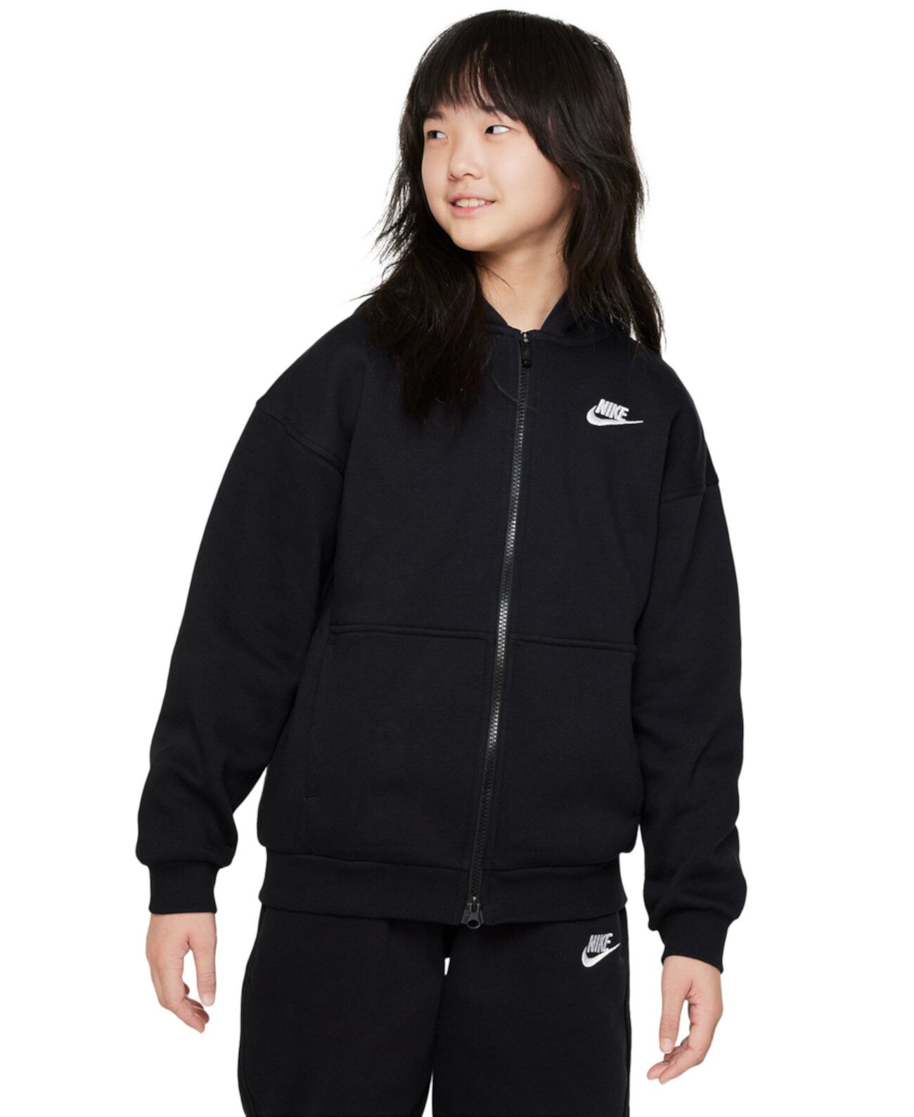 Спортивная одежда Большой флисовый худи с молнией во всю длину для клуба девочек Nike